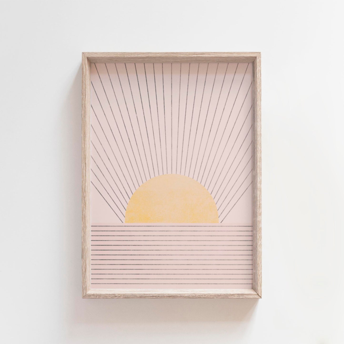 Boho Pink Abstract Sunrise Print, Art Deco Style