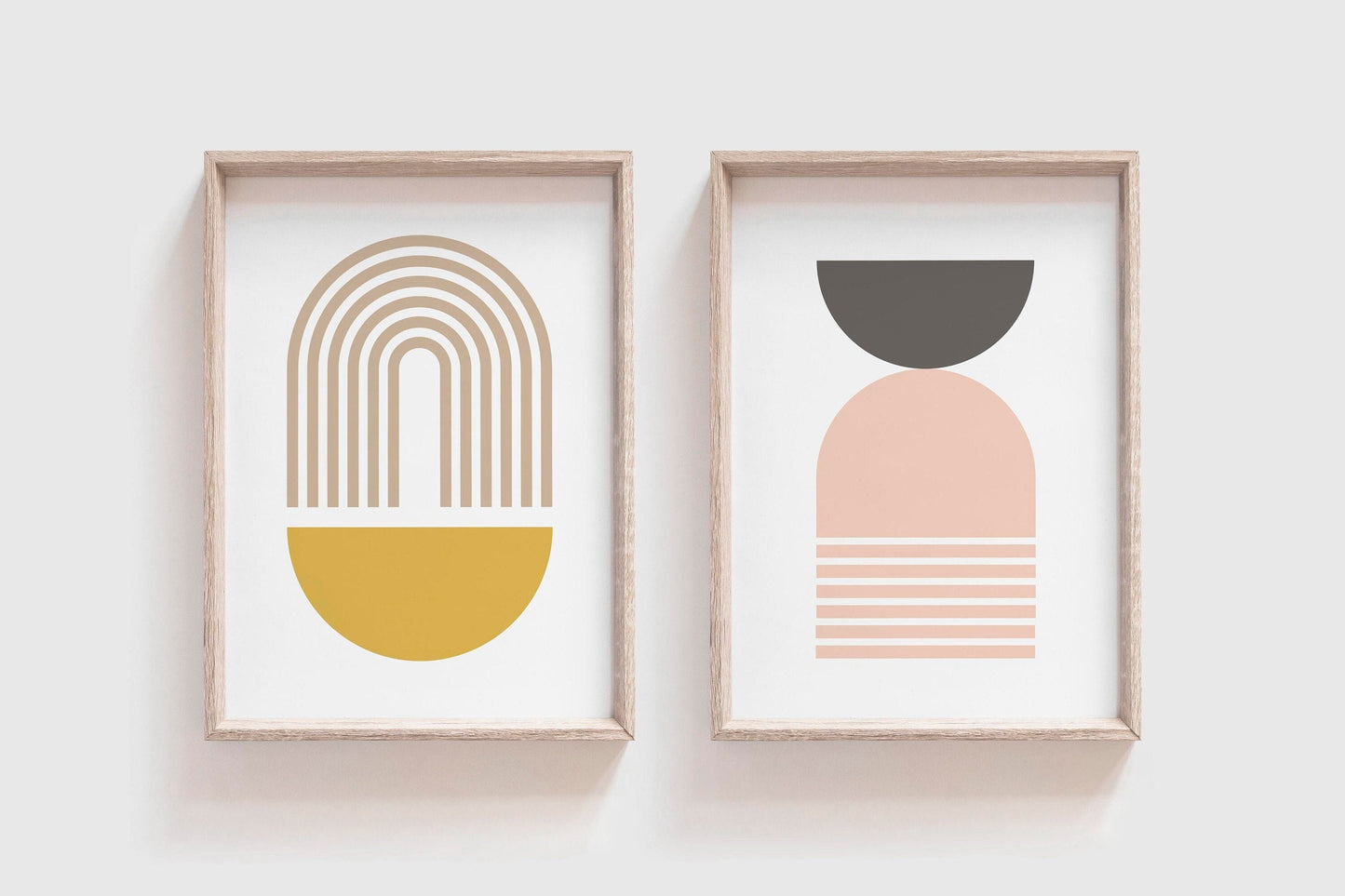 Set of 2 Cute Colorful Mid Century Modern Art Prints