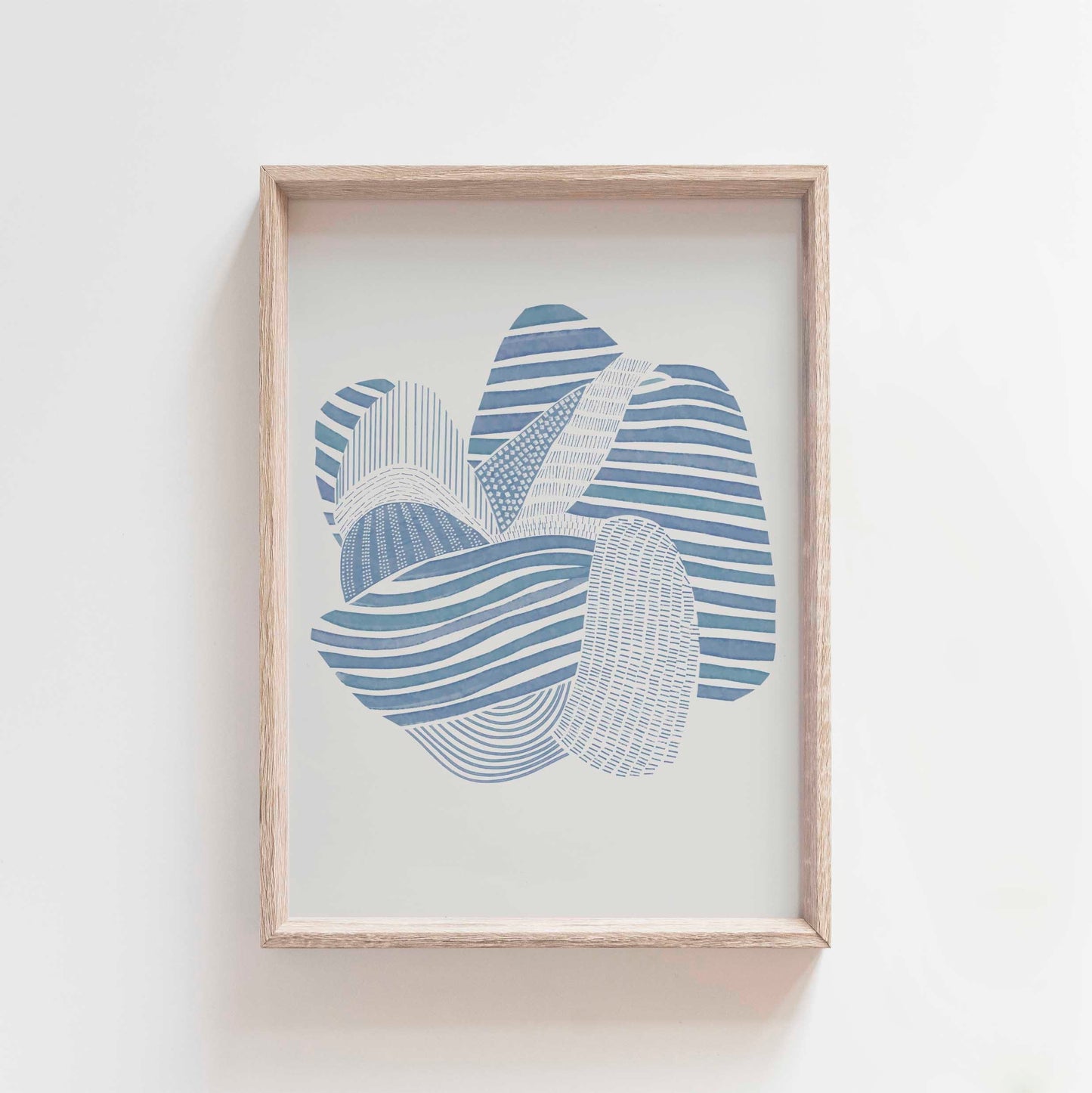 Cool Modern Blue Illustration Wall Art Print