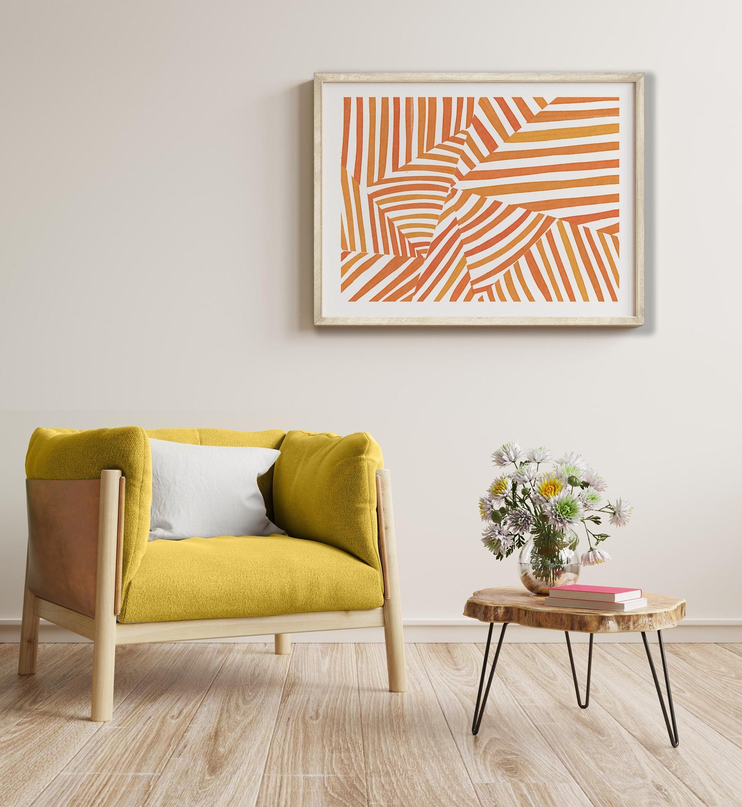 Cool Orange Line Art Painting Modern Print