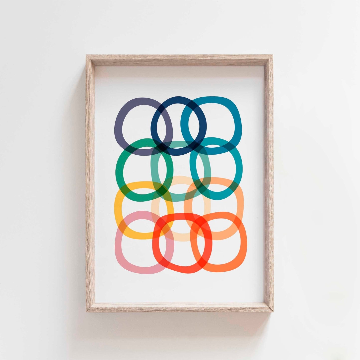 Bold and Colorful Modern Rings, Abstract Art Print