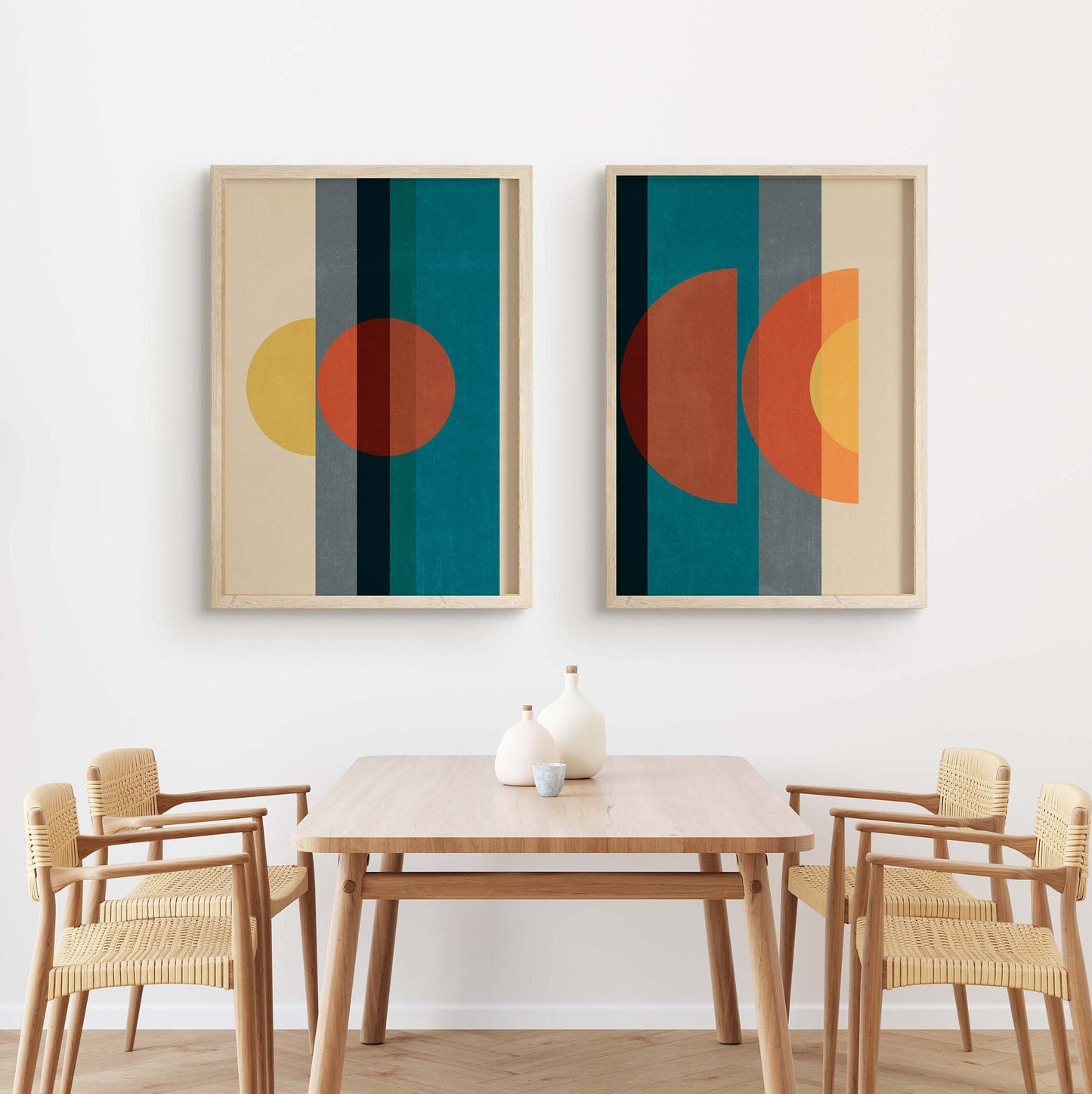 Set of 2 Fun Retro Modern Abstract Art Prints