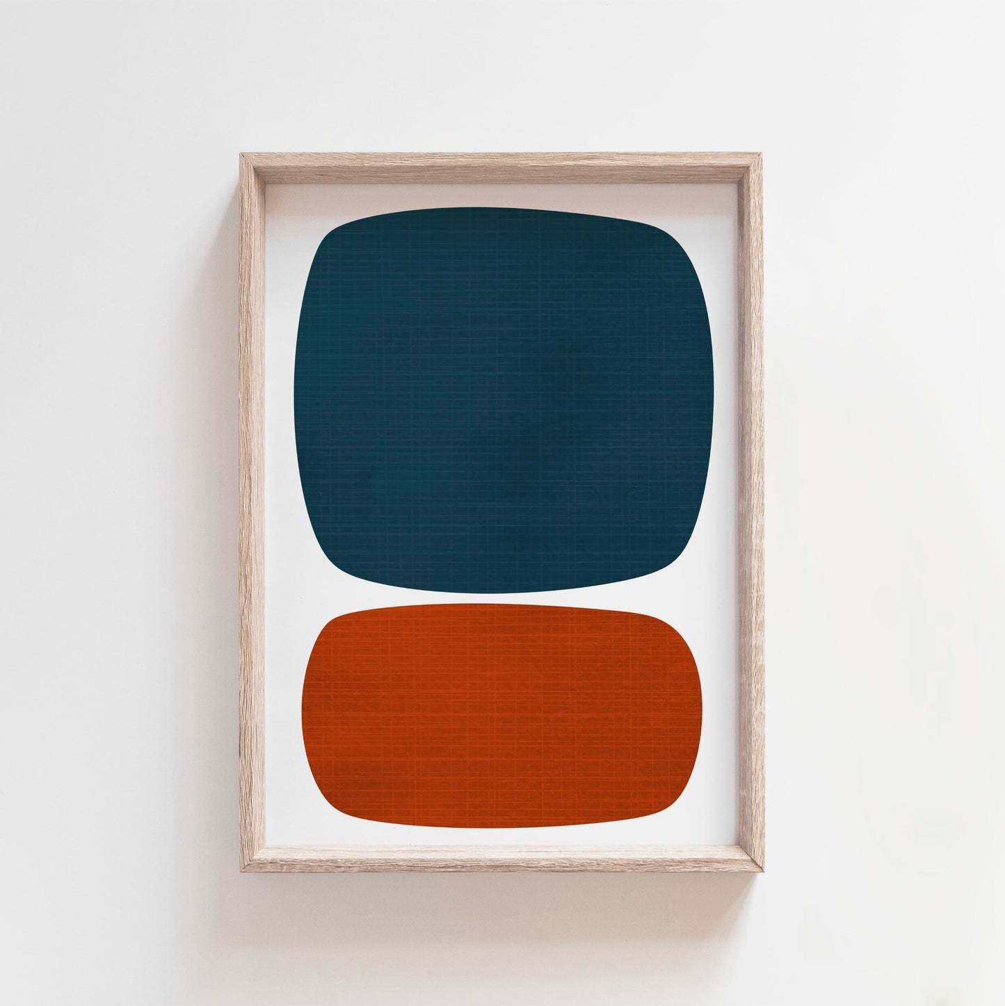 Orange and Blue Mid Century Modern, Abstract Wall Art Print