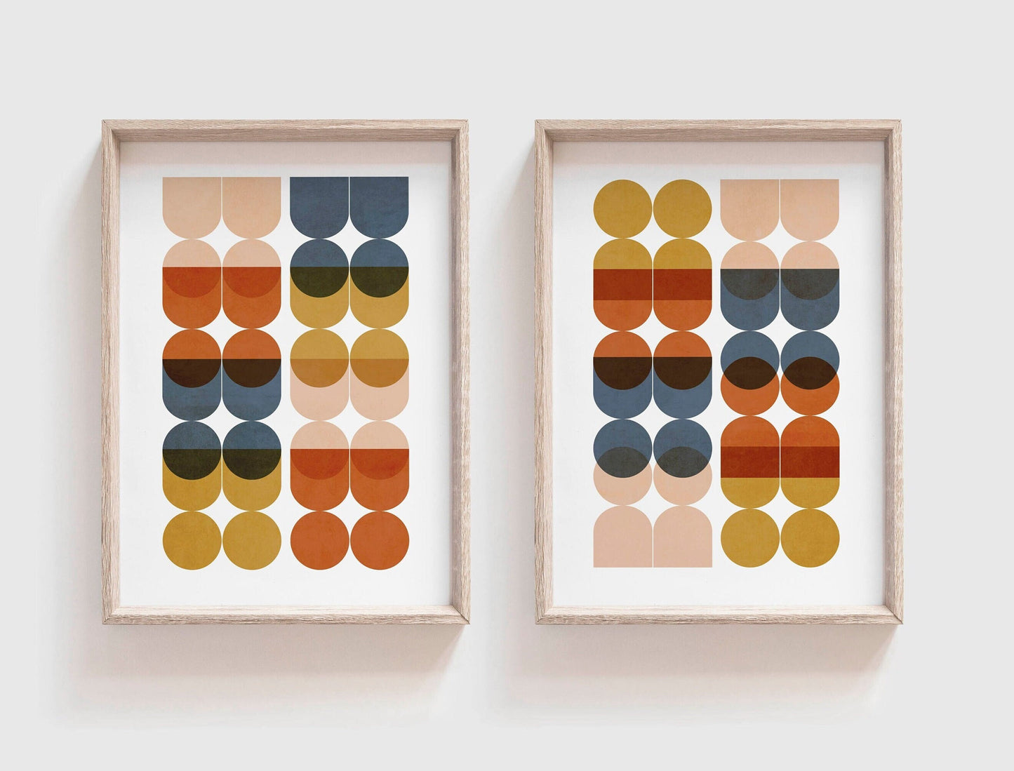 Set of 2 Colorful Mid Century Art Prints