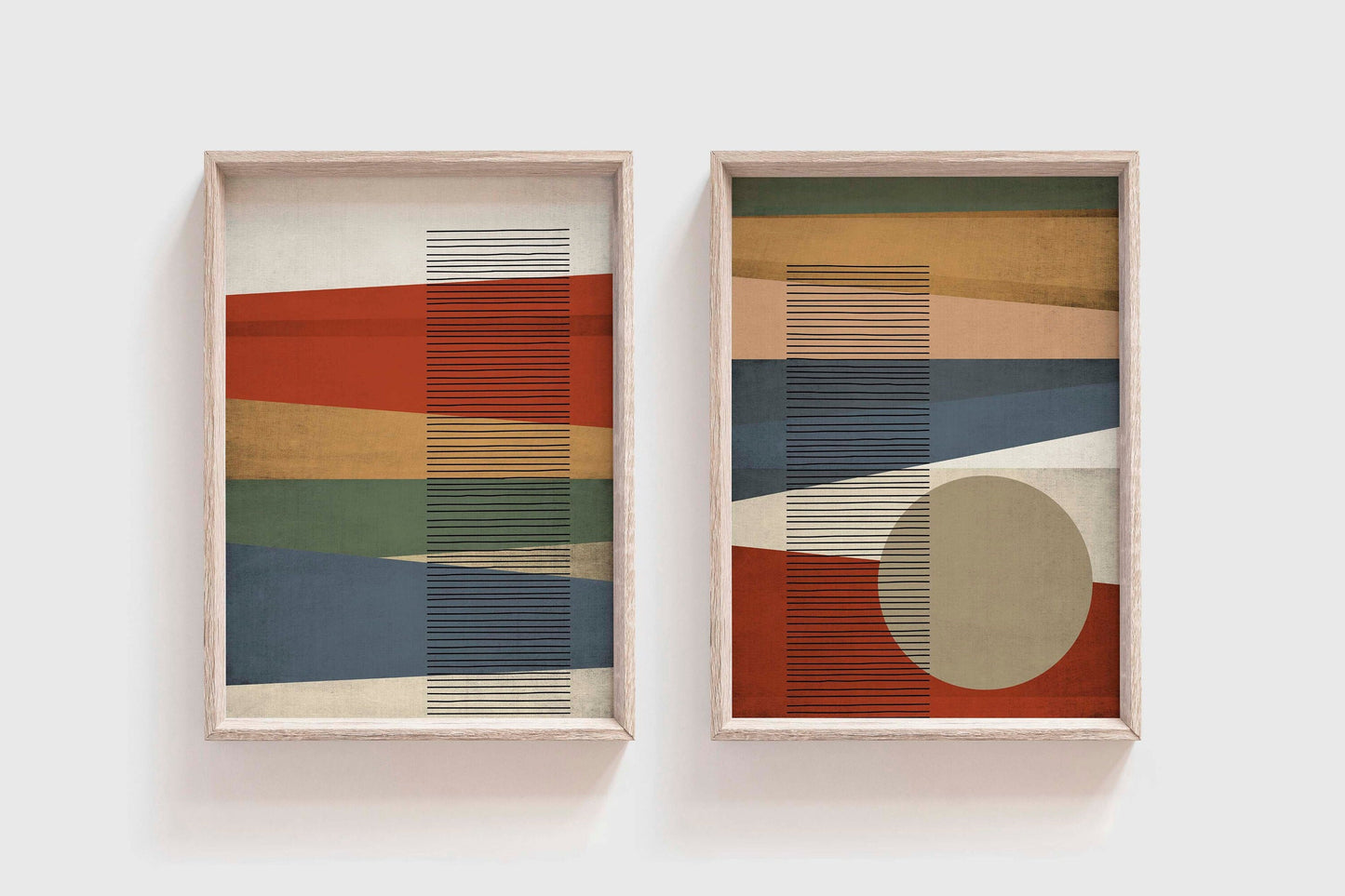 Set of 4 Colorful Unique Mid Century Prints, in Earth Tones