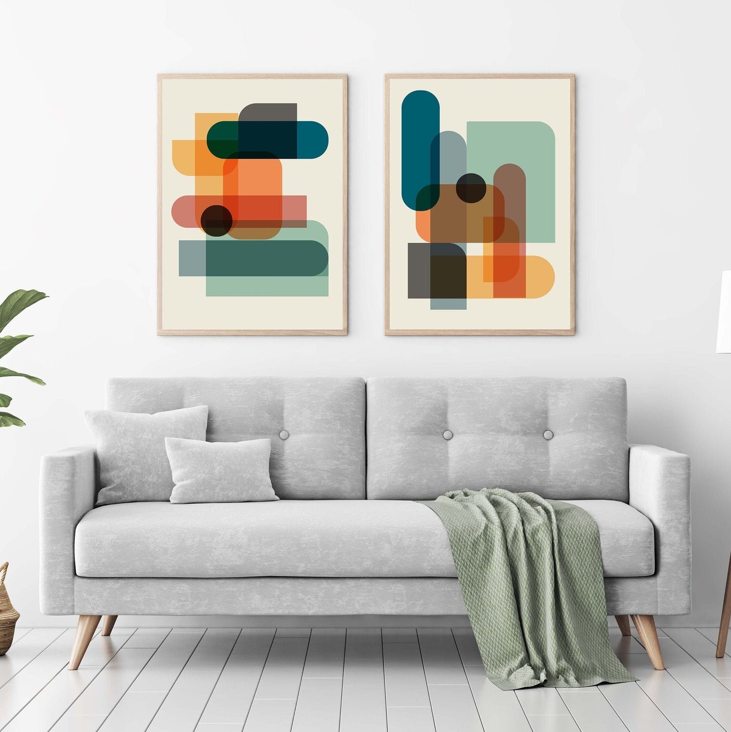 Set of 2 Colorful Modern Abstract Prints