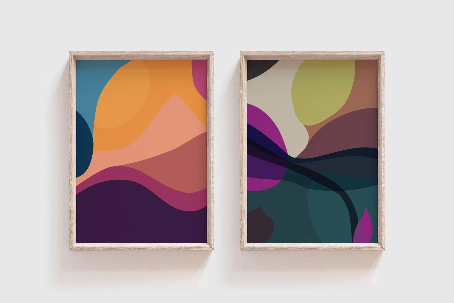 Set of 2 Boho Modern Abstract Art Prints