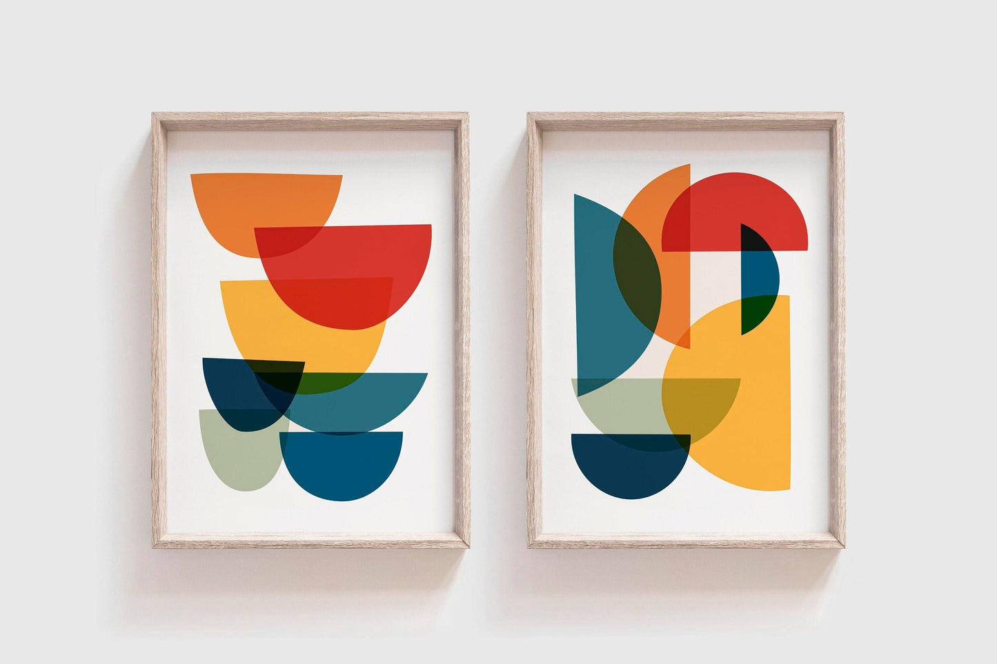 Set of 2 Fun Colorful Mid Century Modern Art Prints