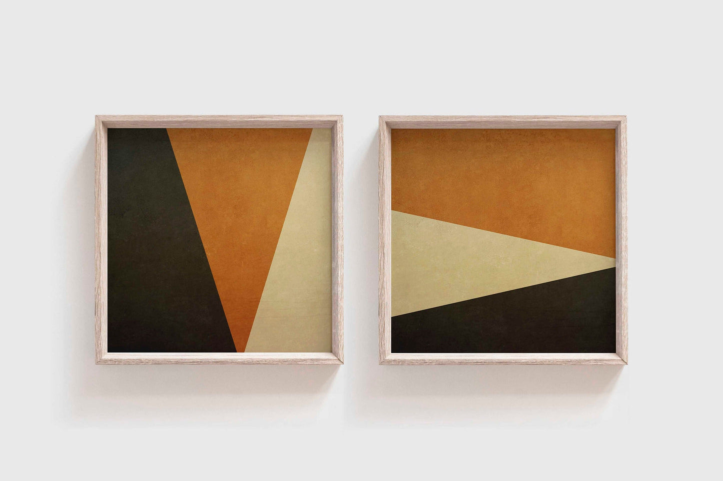 Set of 2 Neutral Abstract Geometric Square Prints