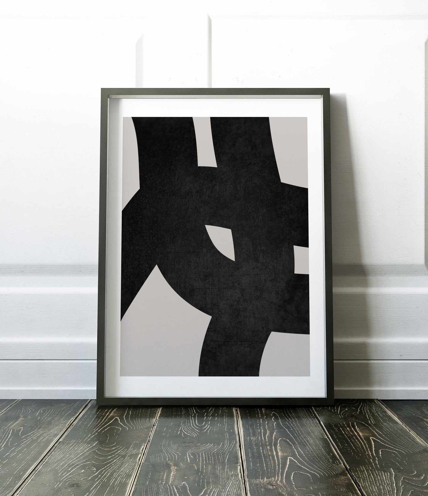 Modern Black and Gray Abstract Art Print