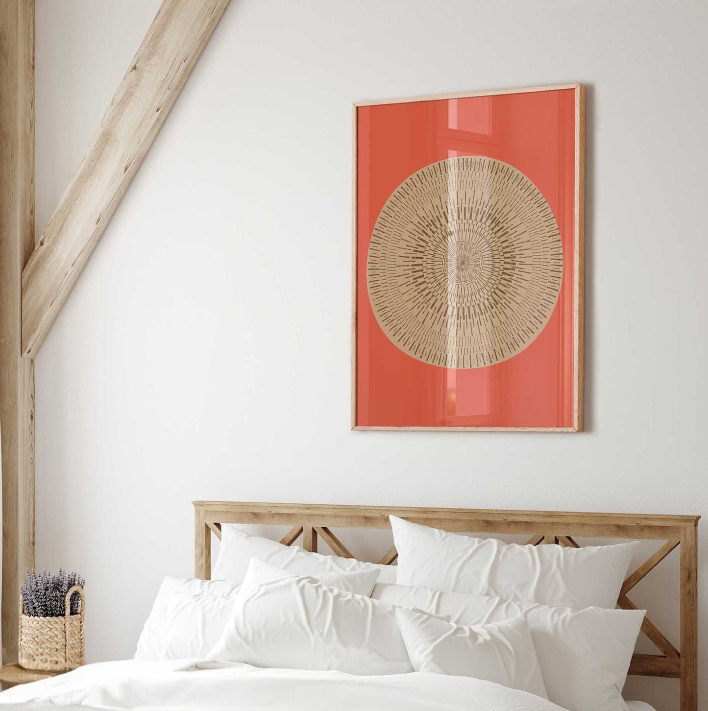Cute Boho Peach and Cream Sun Wall Art Print