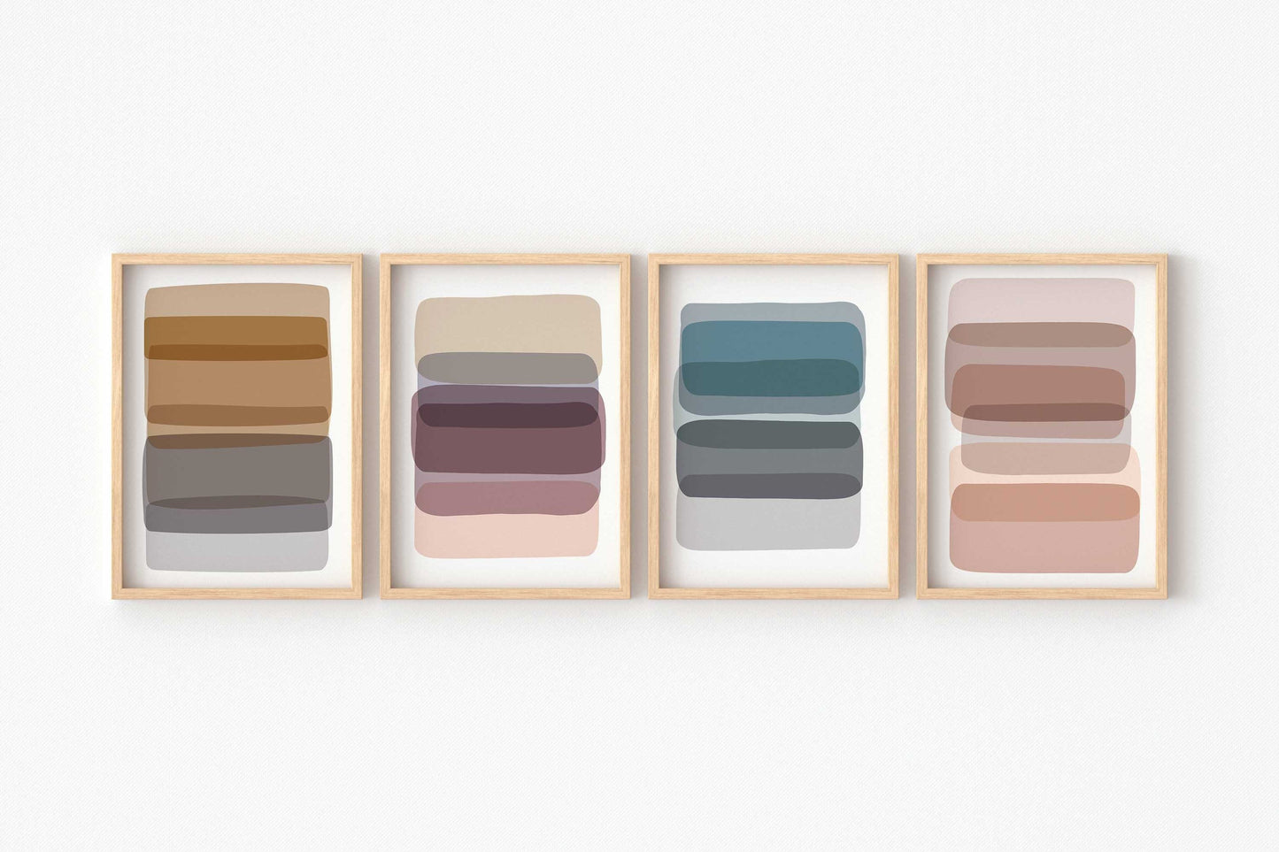 Set of 4 Boho Abstract Color Block Wall Art Prints
