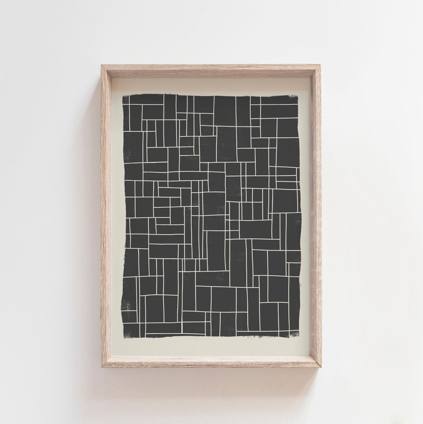 Modern Black and Beige Geometric Art Print