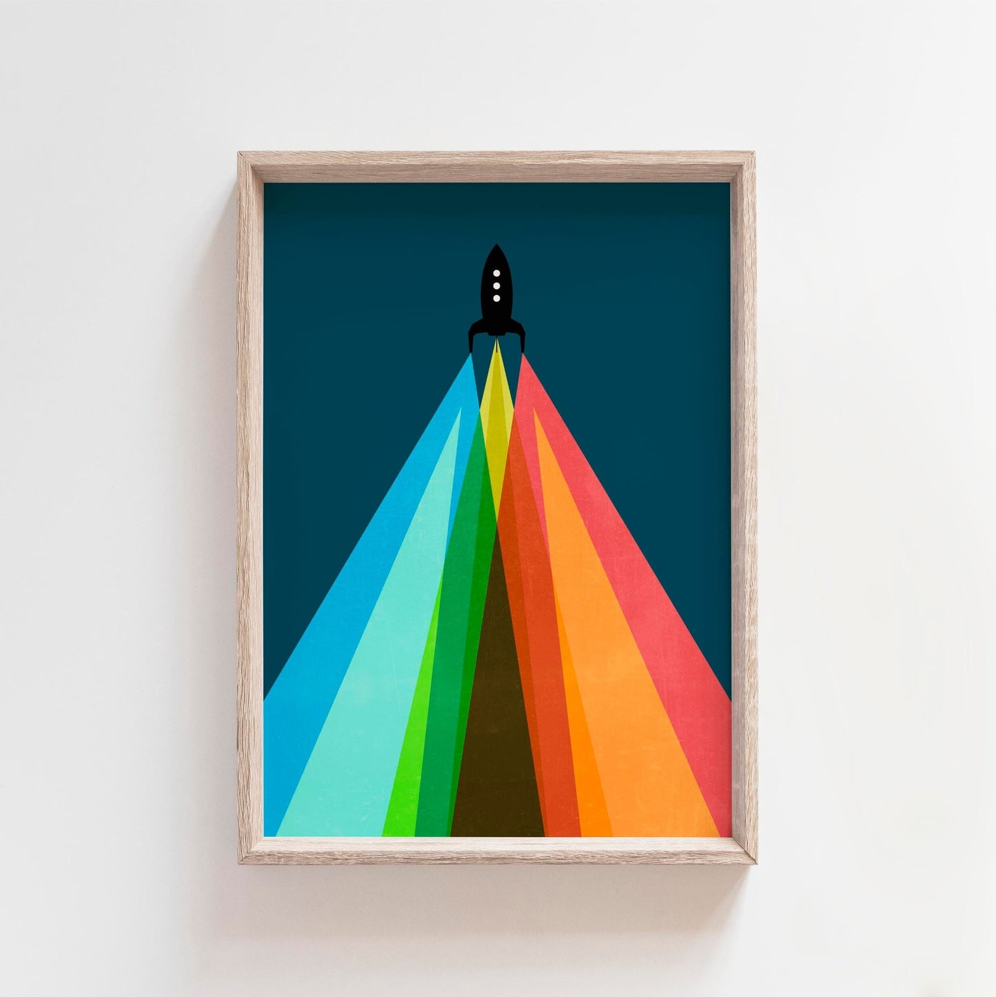 Cool Colorful Rocket Wall Art Print for Kids