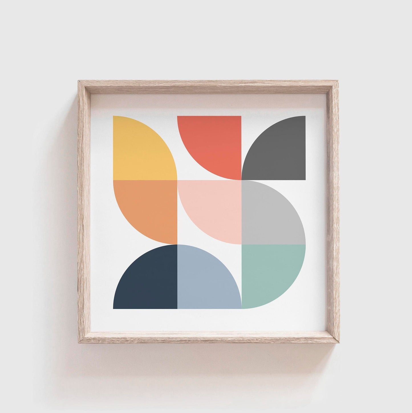 Cool Scandi Geometric Art Print - Colorful Mid Century Wall Art - Modern Square Poster