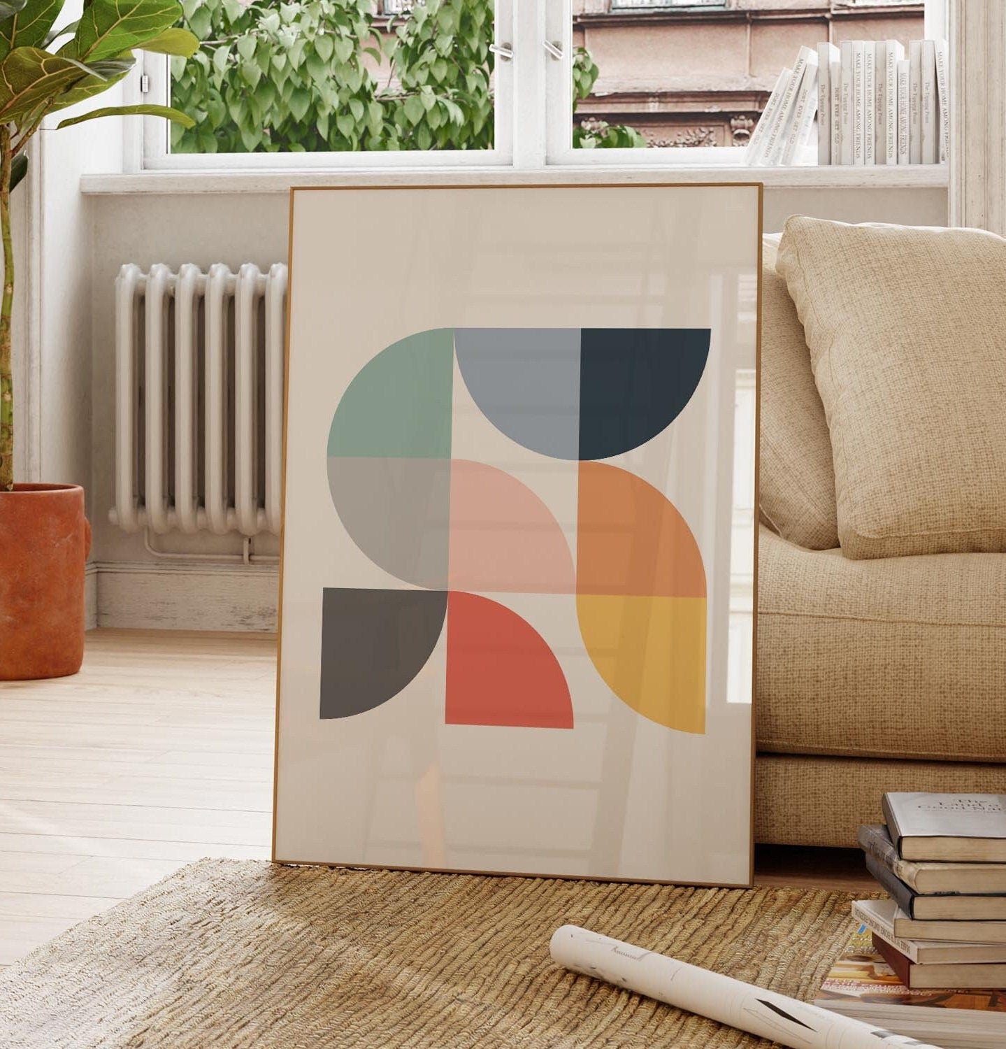 Set of 2 Fun Colorful Abstract Rainbow Art Prints