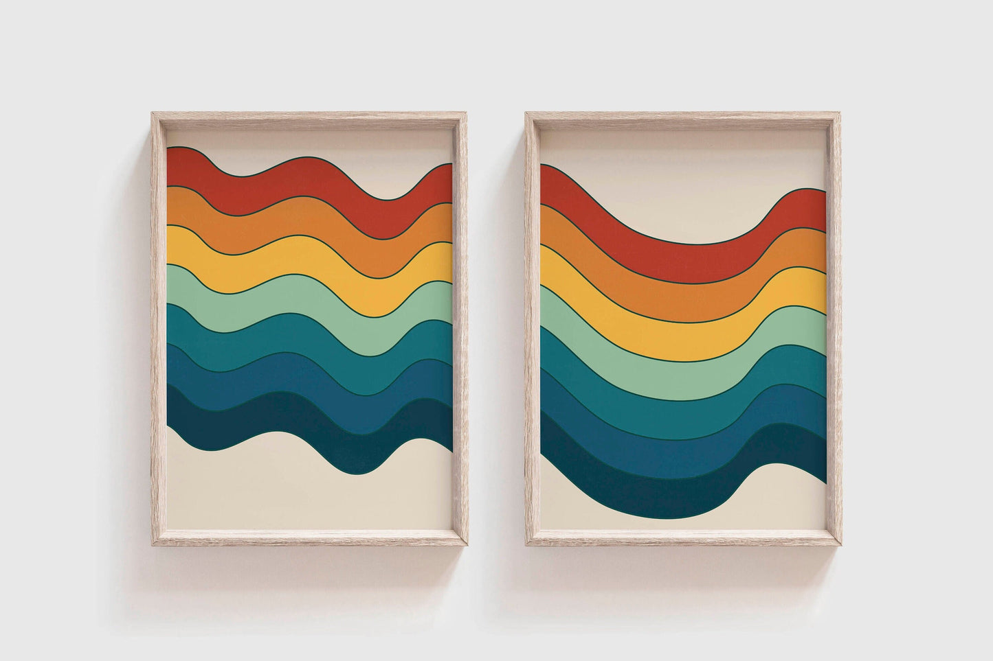 Set of 2 Fun Abstract Rainbow Art Abstract Prints