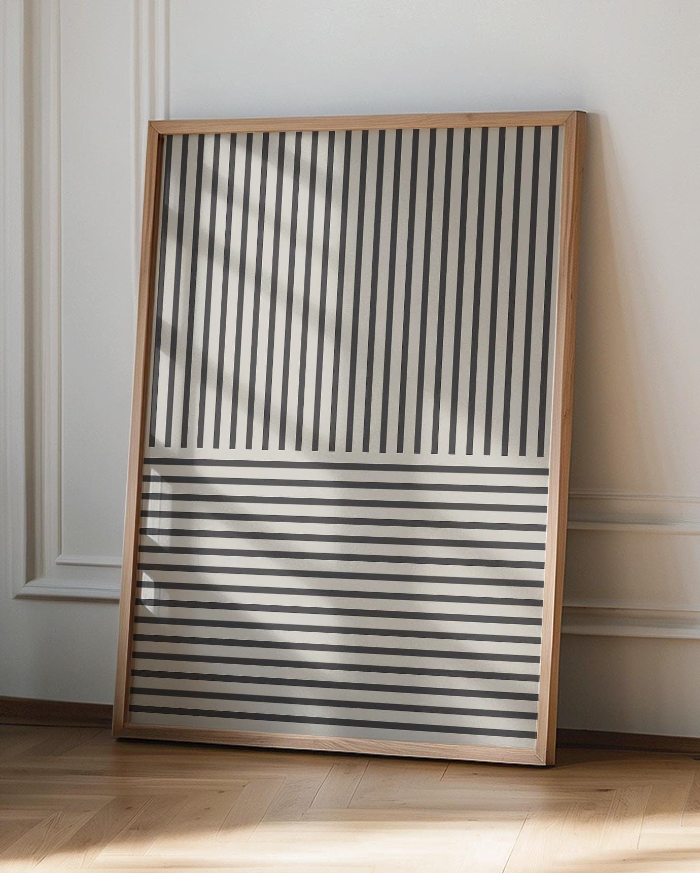 Modern Gray Abstract Line Art Print