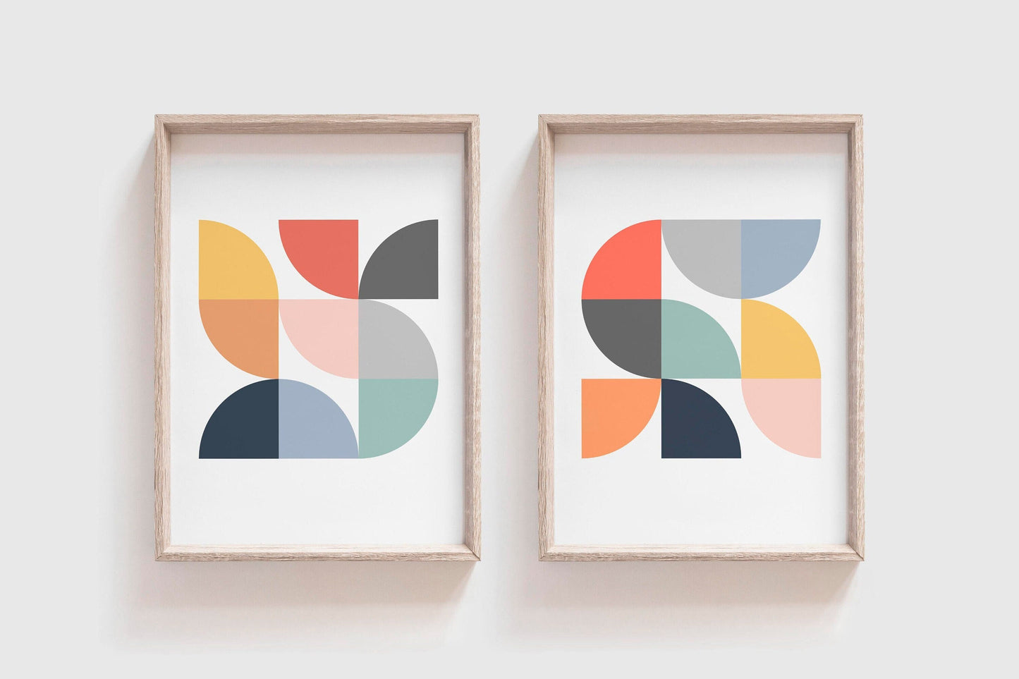 Set of 2 Fun Colorful Abstract Rainbow Art Prints