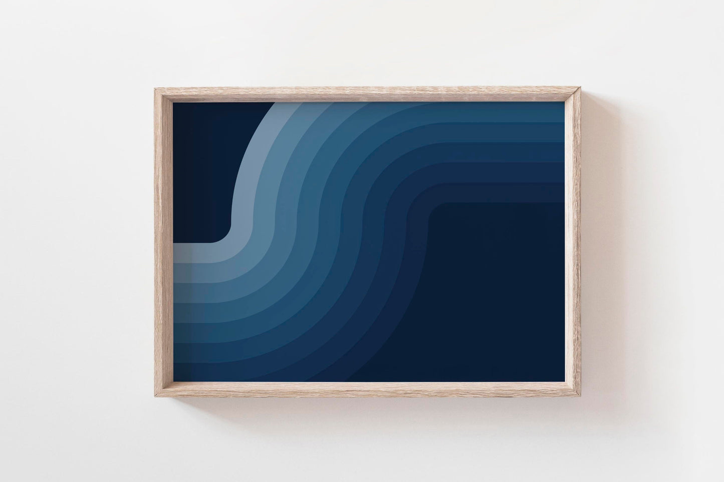 Navy Blue Retro Abstract Wall Art Print