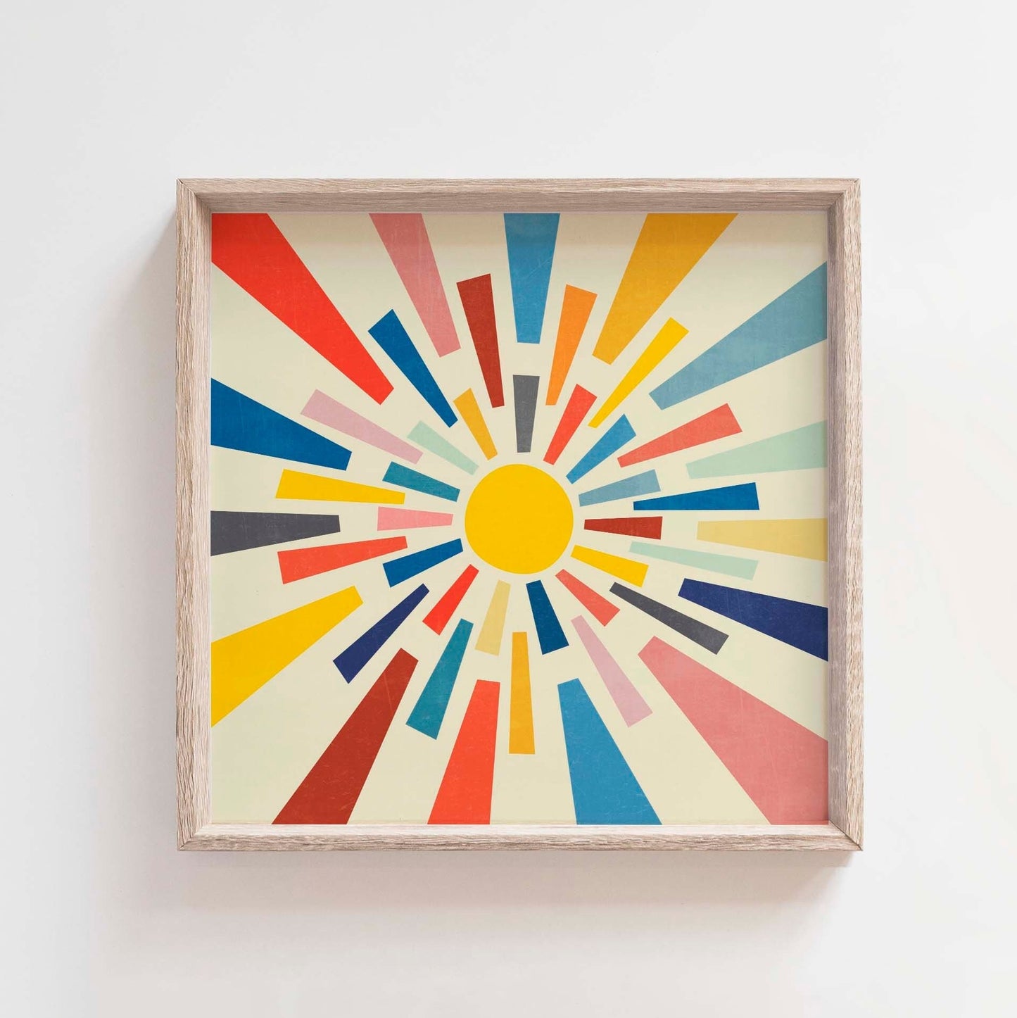 Colorful Retro Sunburst Square Art Print