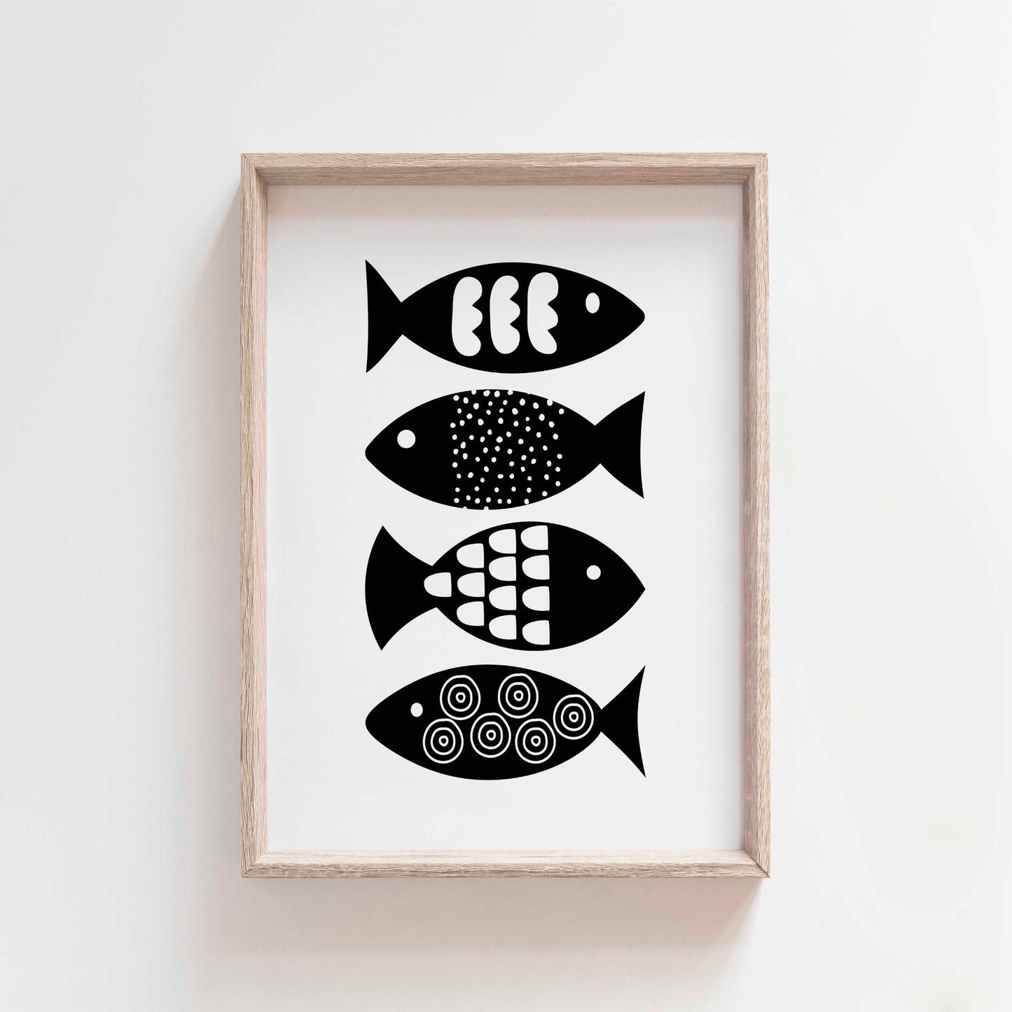 Cool Black and White Abstract Fish Print, for the Bathroom