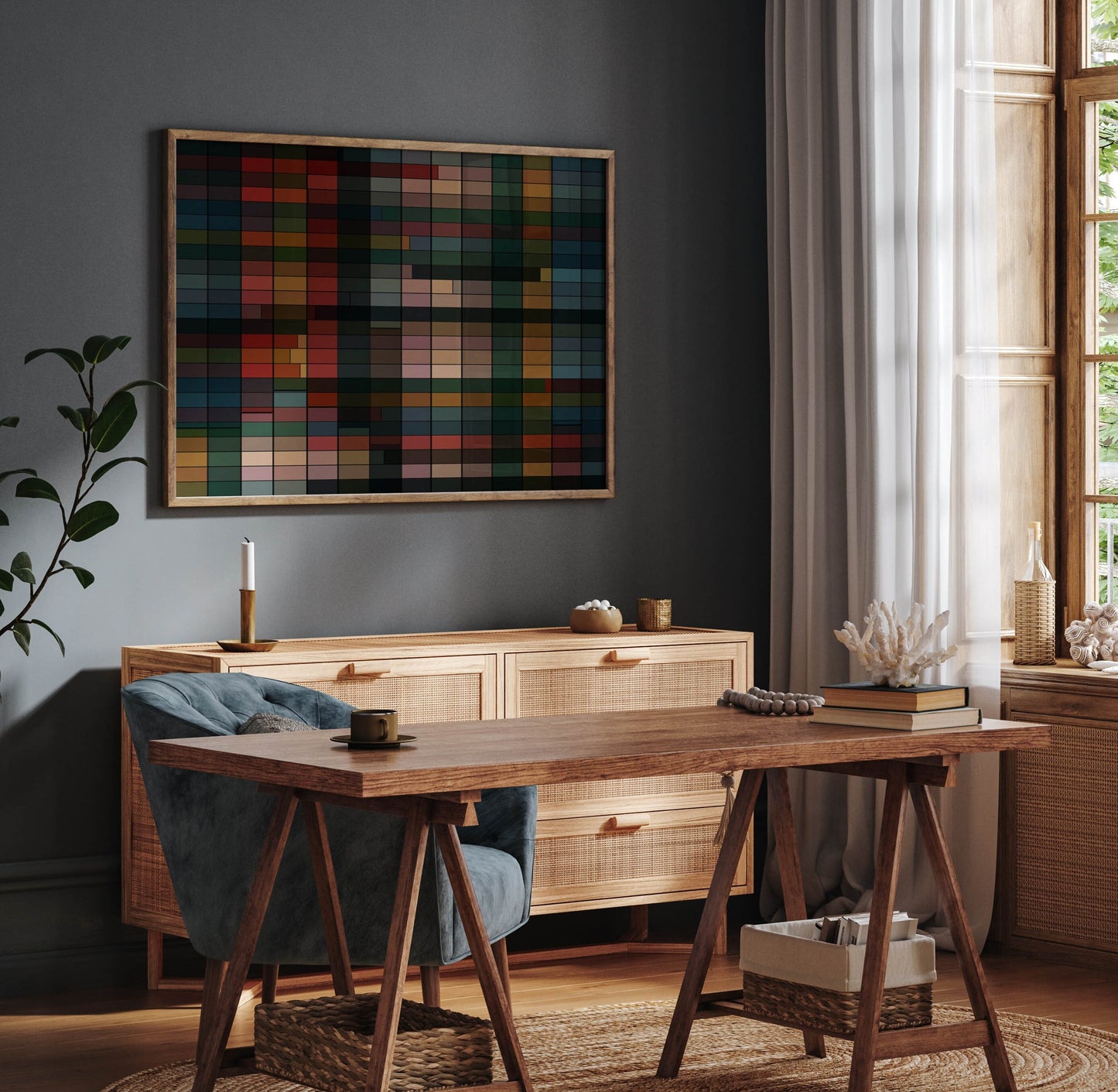 Cool Color Blocks Abstract Modern Art Print