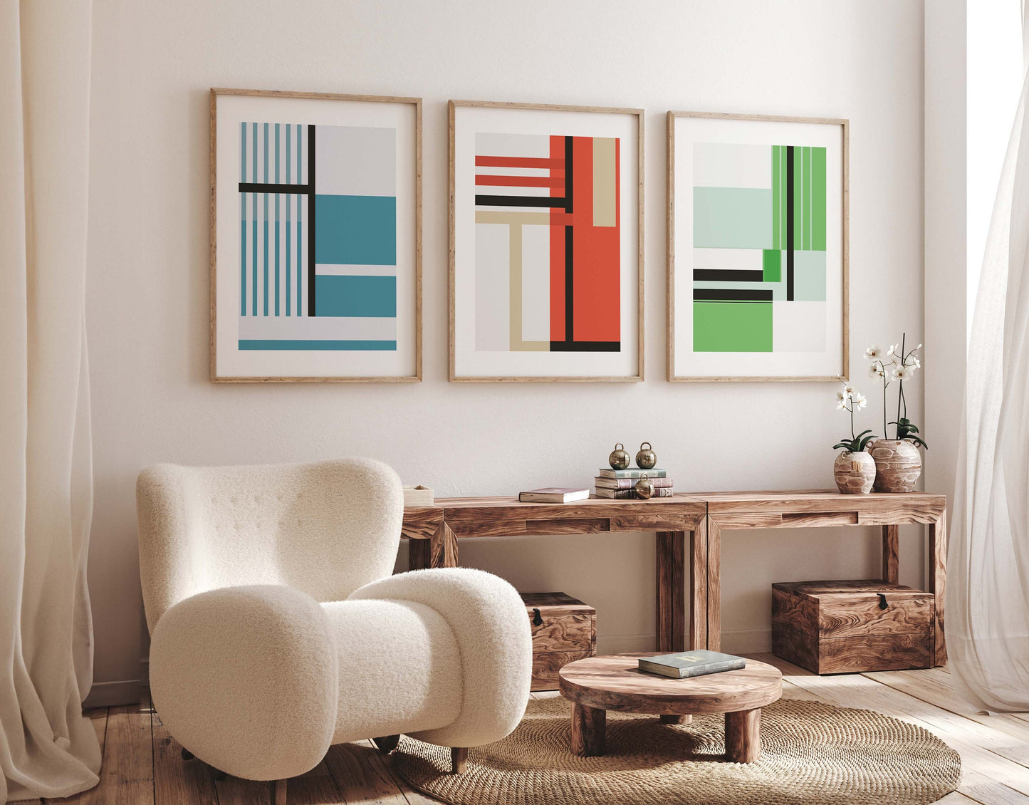 Set of 6 Colorful Geometric Art Prints