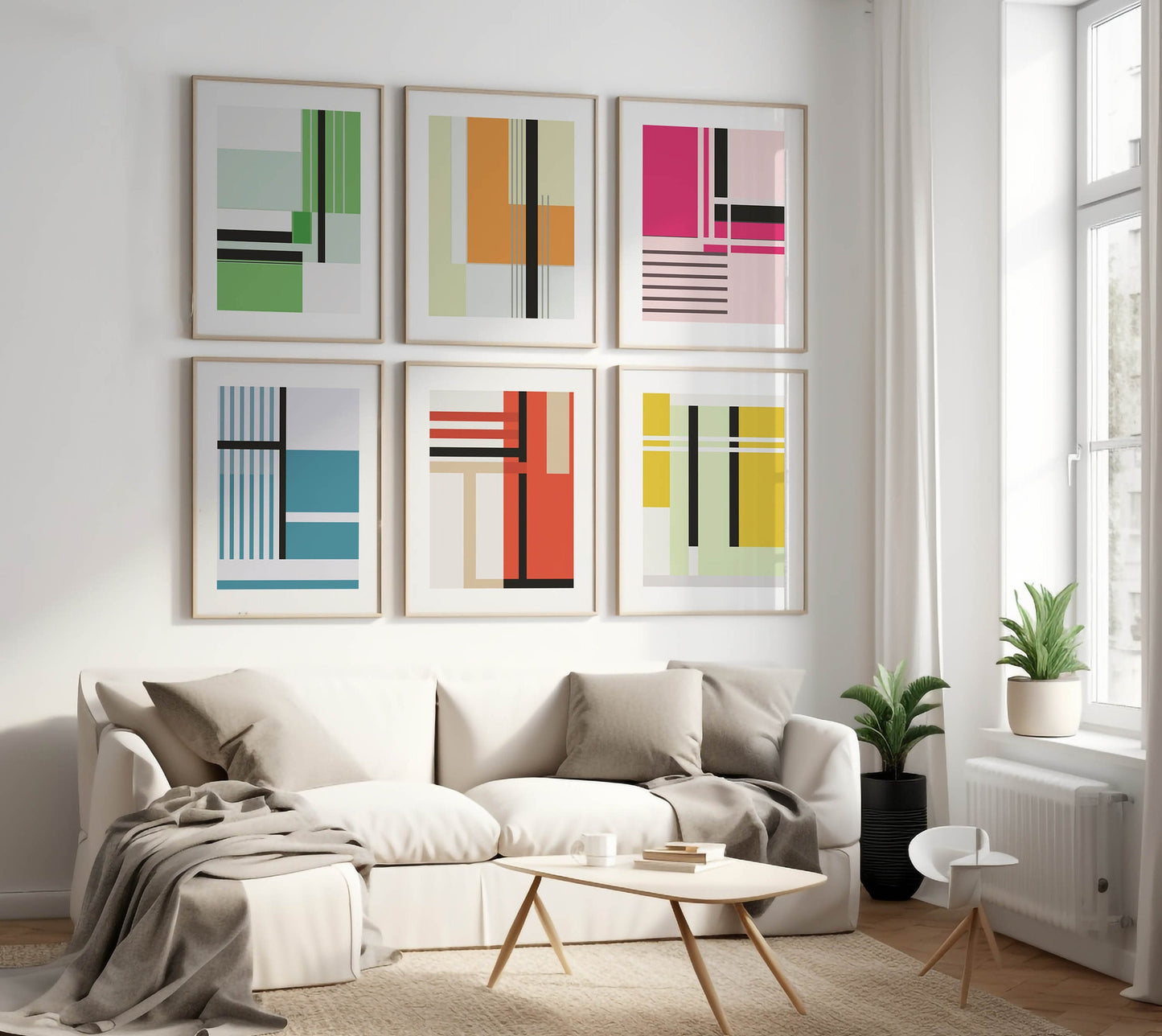 Set of 6 Colorful Geometric Art Prints