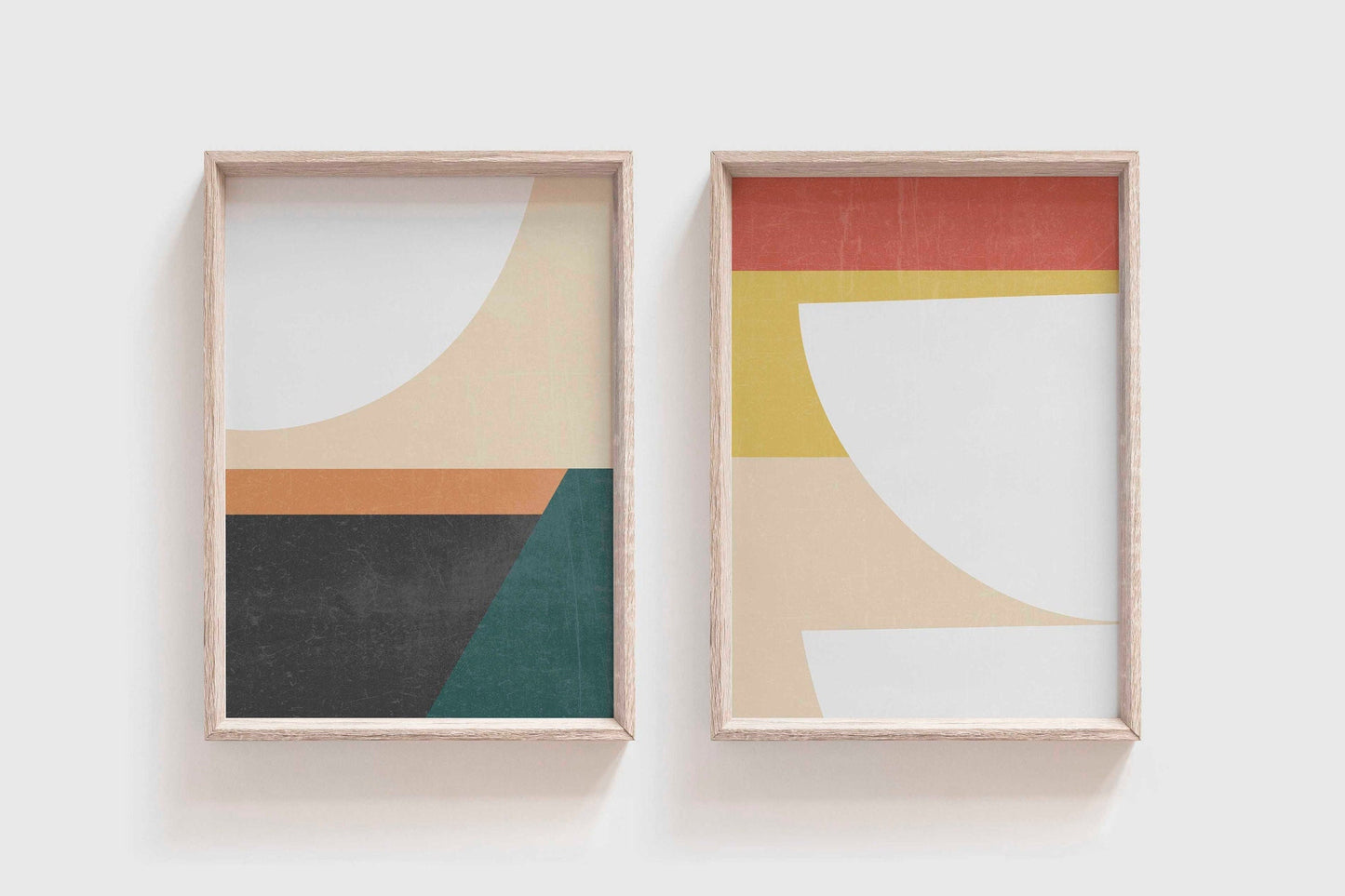 Set of 2 Colorful Mid Century Modern Art Prints