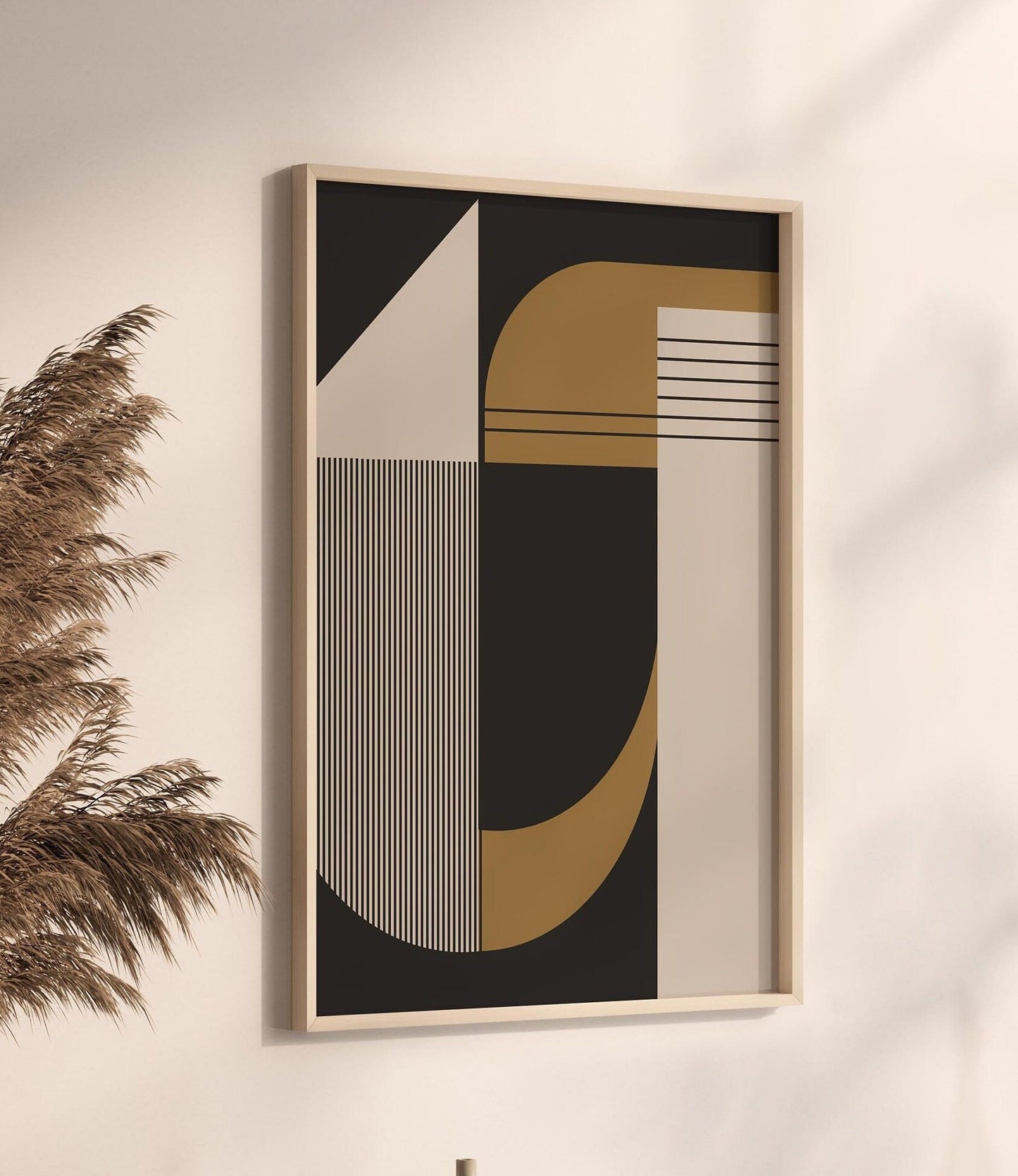 Set of 4 Grey and Neutral Bauhaus Abstract Art Prints