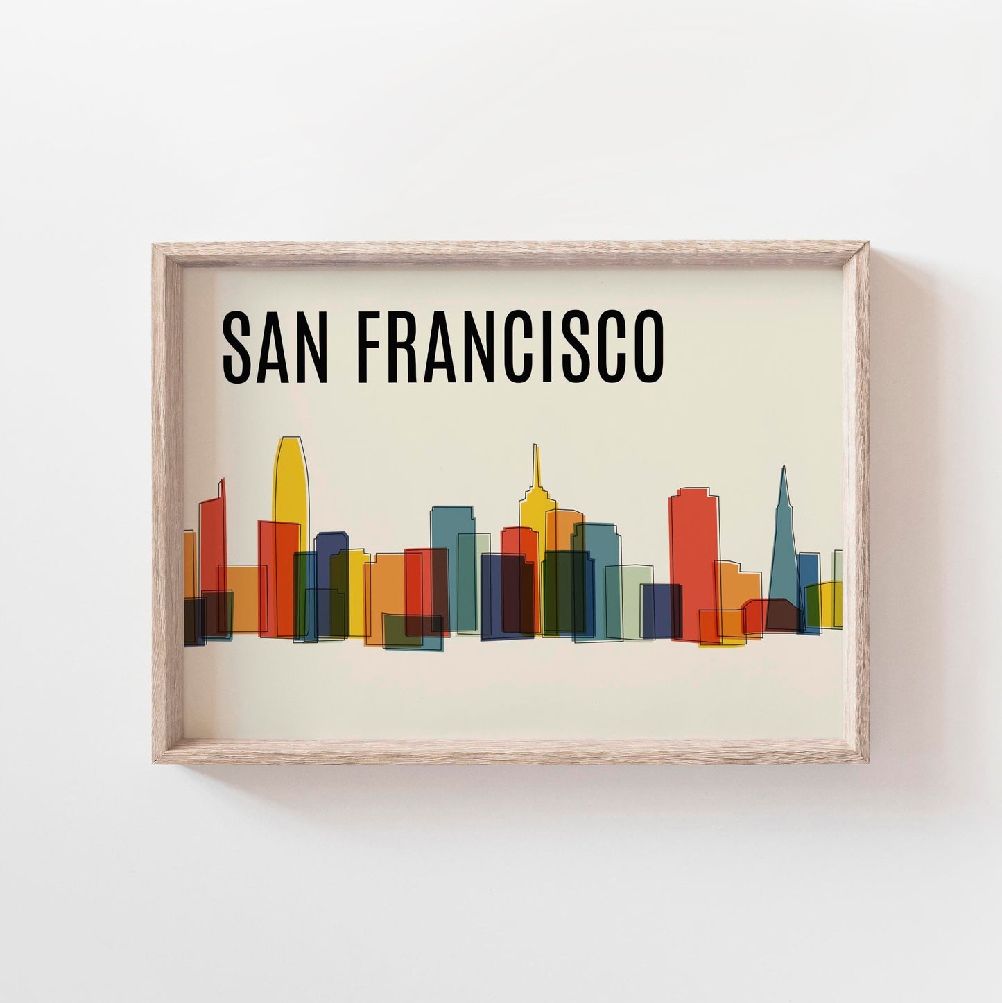 Colorful SAN FRANCISCO Skyline Print - Colorful Mid Century City Wall Art