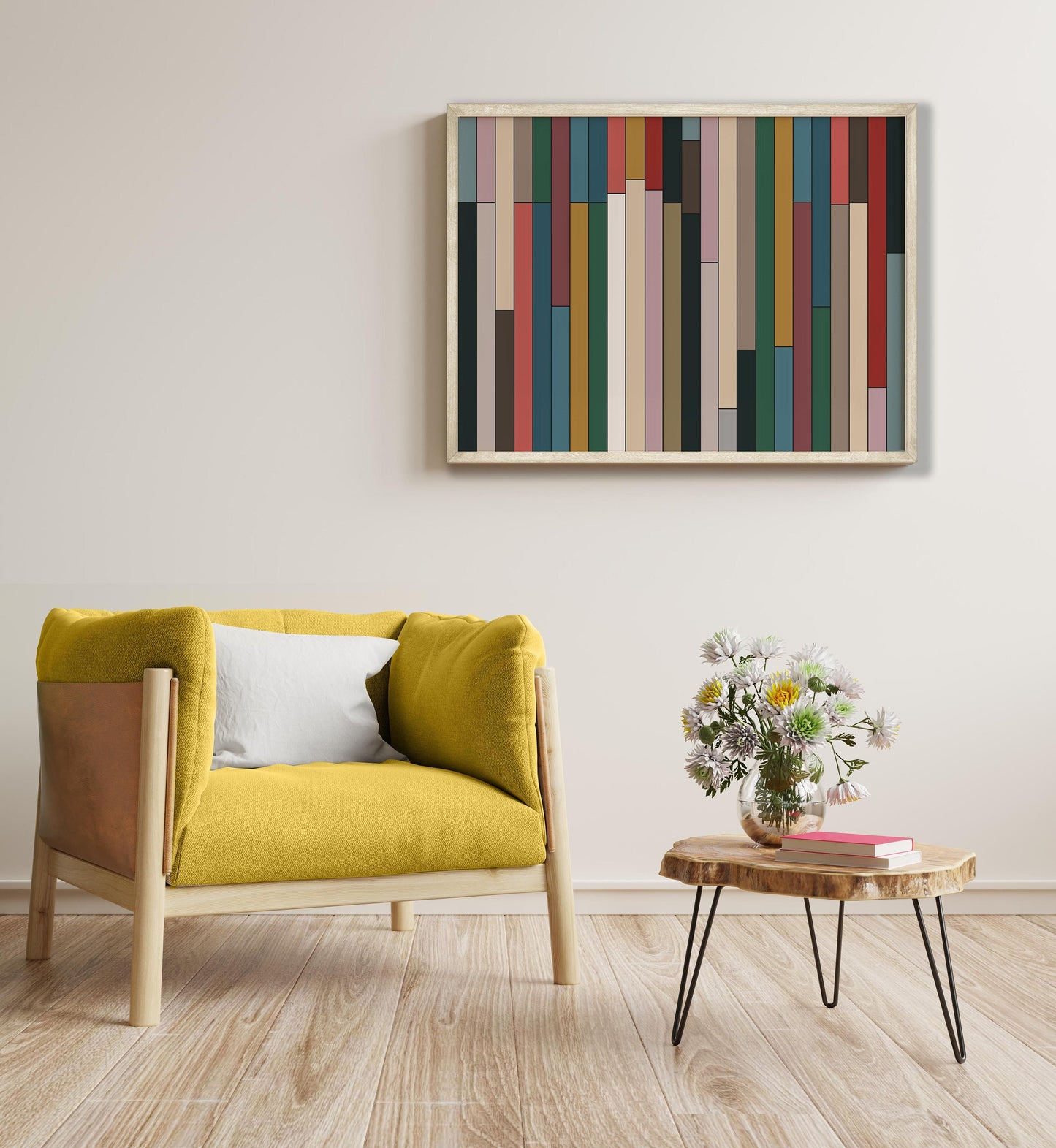 Large Modern Colorful Thin Striped Art Print