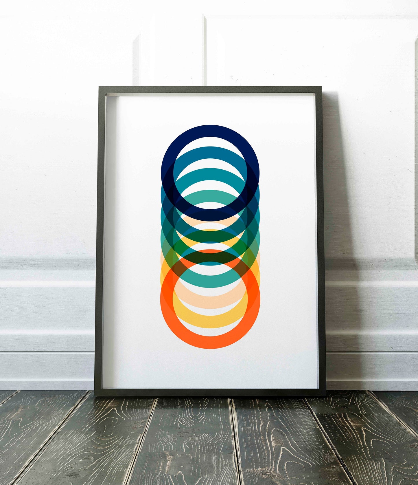 Fun Colorful Abstract Rings Wall Art Print