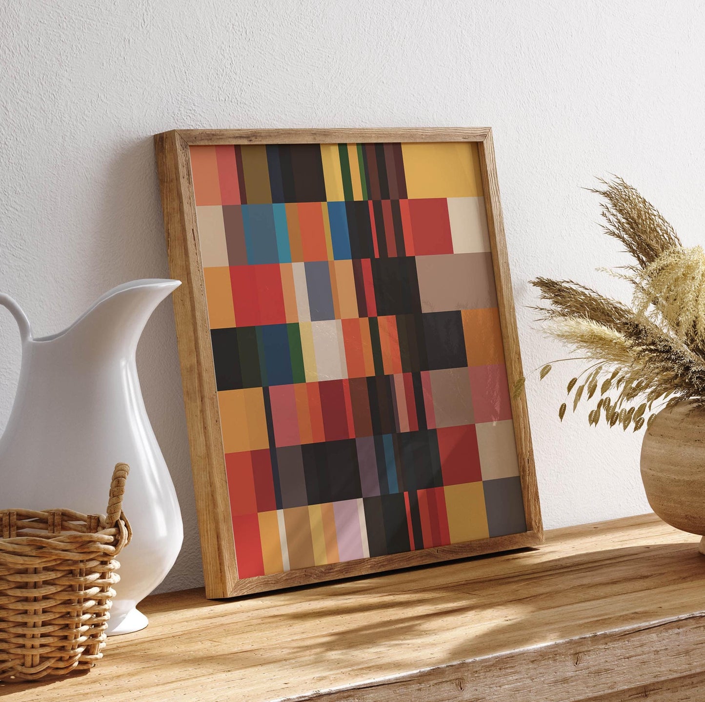 Color Block Square Art Print: Bold Boho Wall Decor