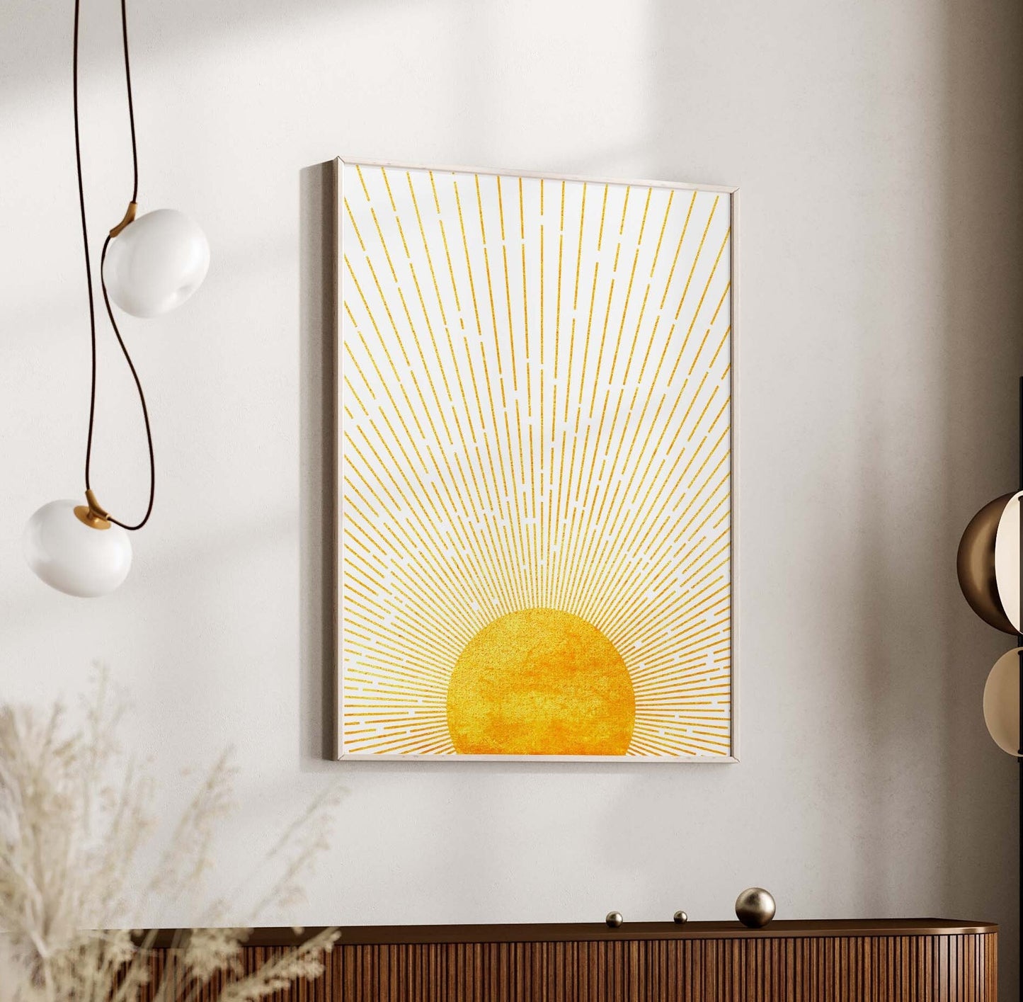 Set of 3 Yellow Boho Sunrise Wall Art Prints