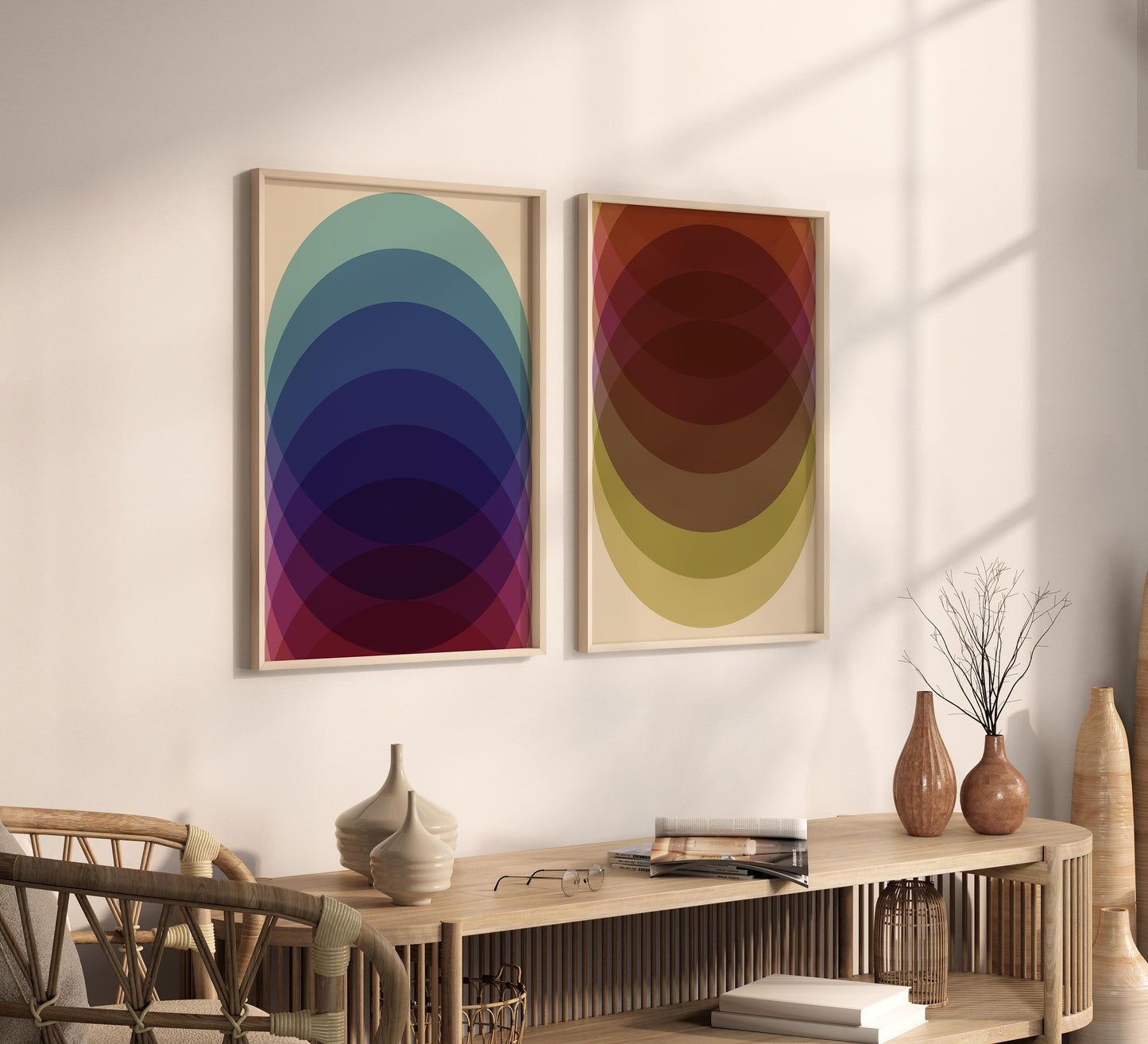 Set of 2 Modern and Colorful Abstract Art Prints