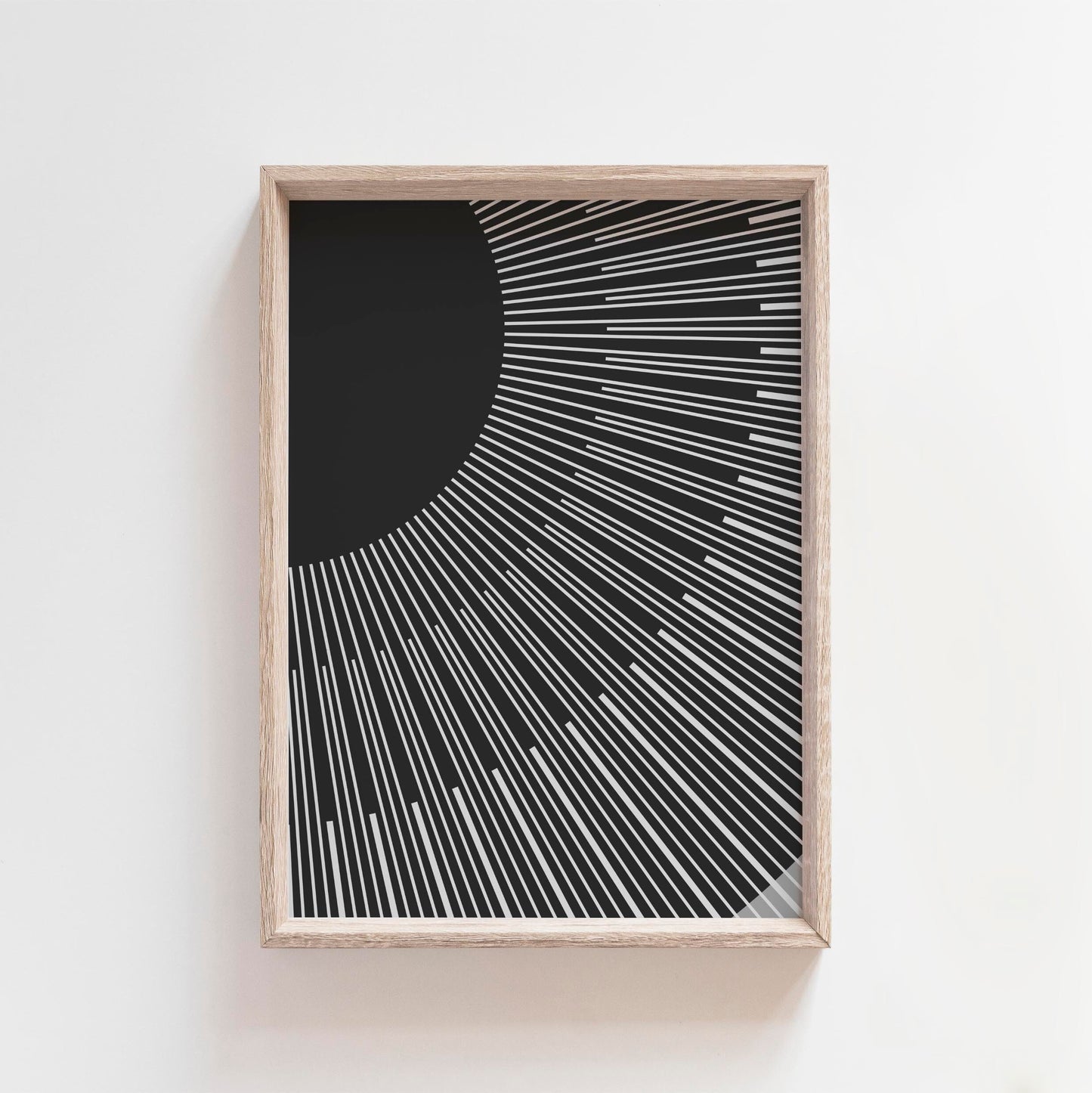 Modern Boho Black and White Sun Art Print