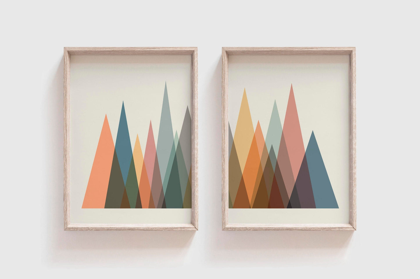 Set of 2 Cute Mid Century Mountain Art Prints