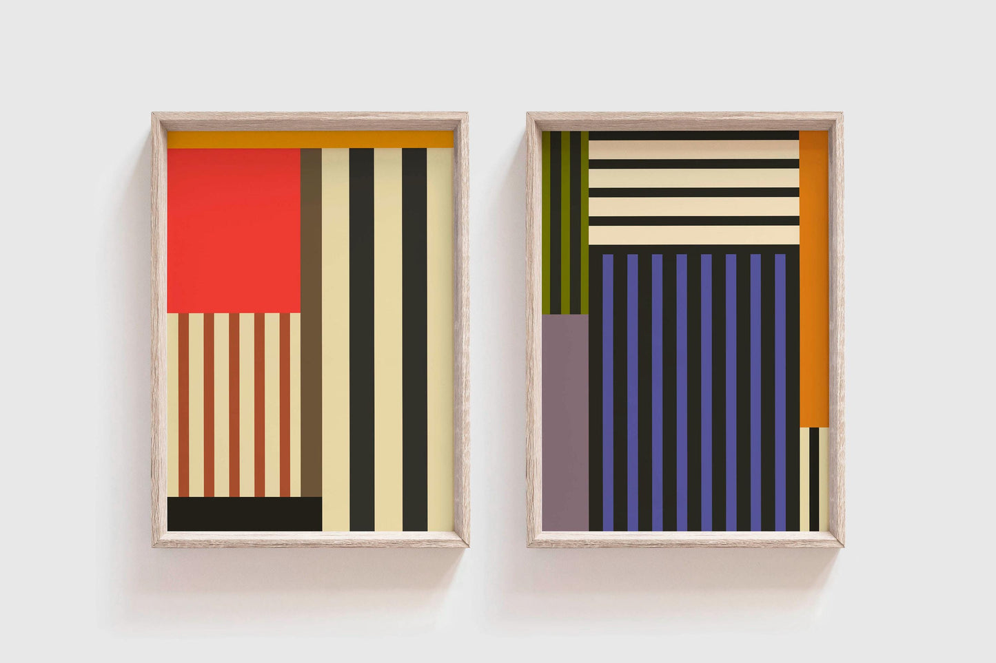 Set of 2 Modern Colorful Abstract Art Prints