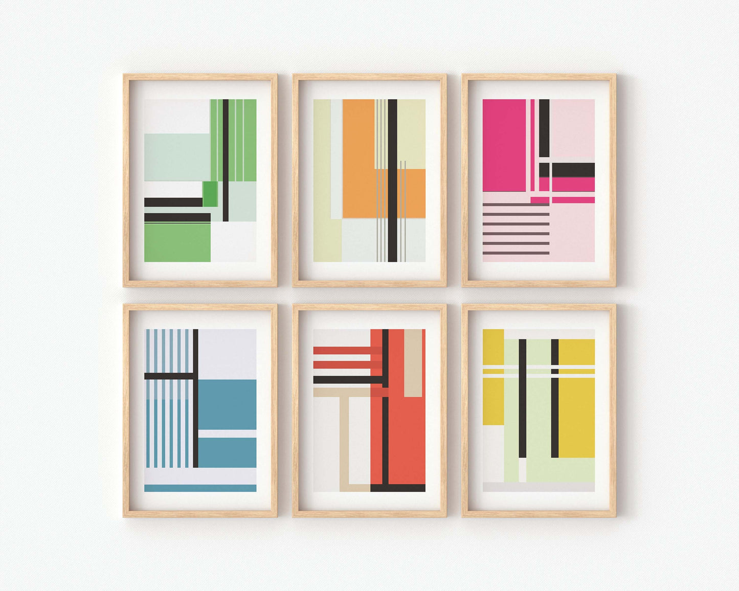 Set of 6 Colorful Geometric Art Prints