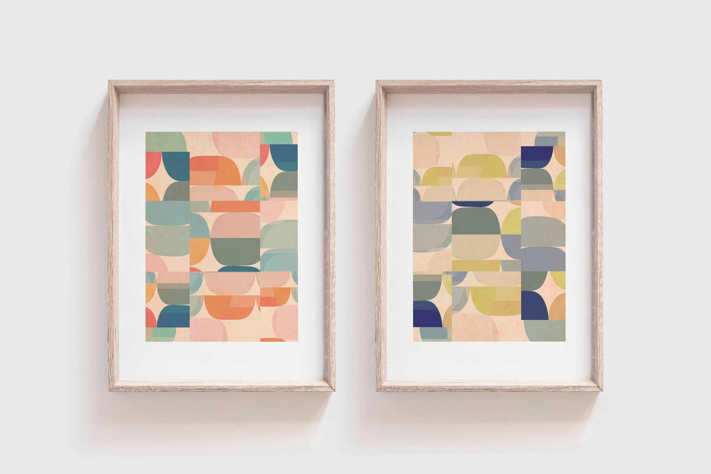 Set of 2 Cute Pastel Modern Abstract Art Prints
