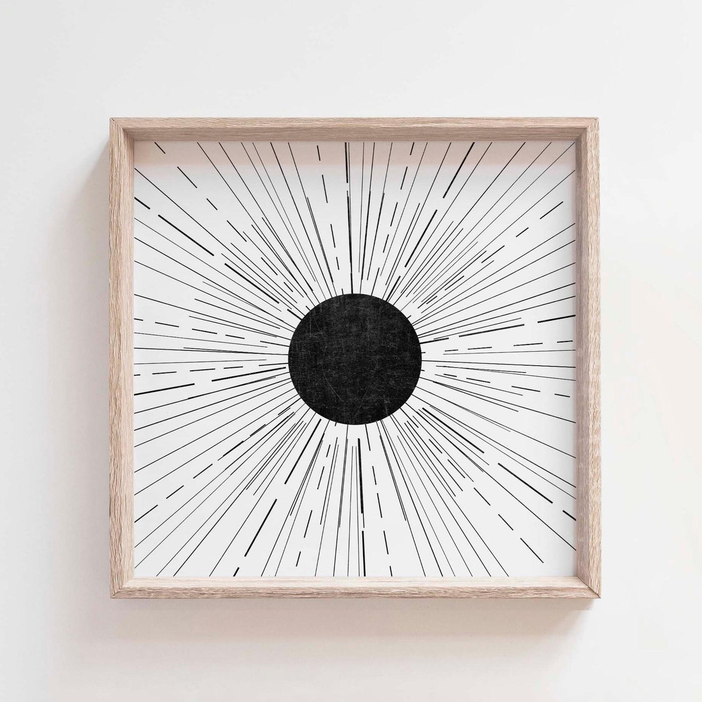 Modern Black and White Square Sun Wall Art Print