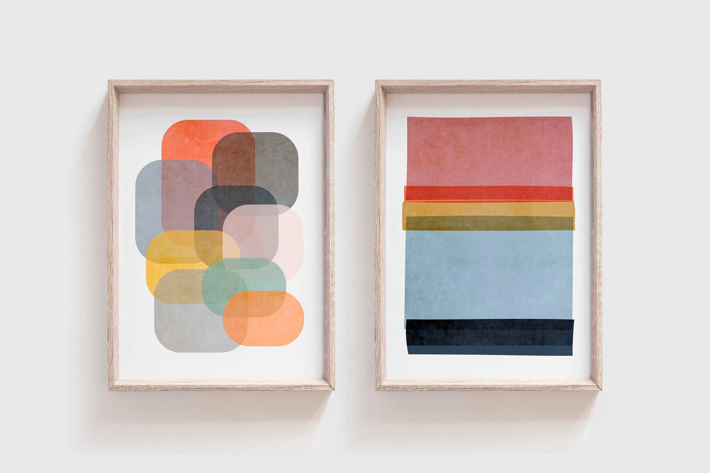 Set of 2 Colorful Abstract Modern Art Prints