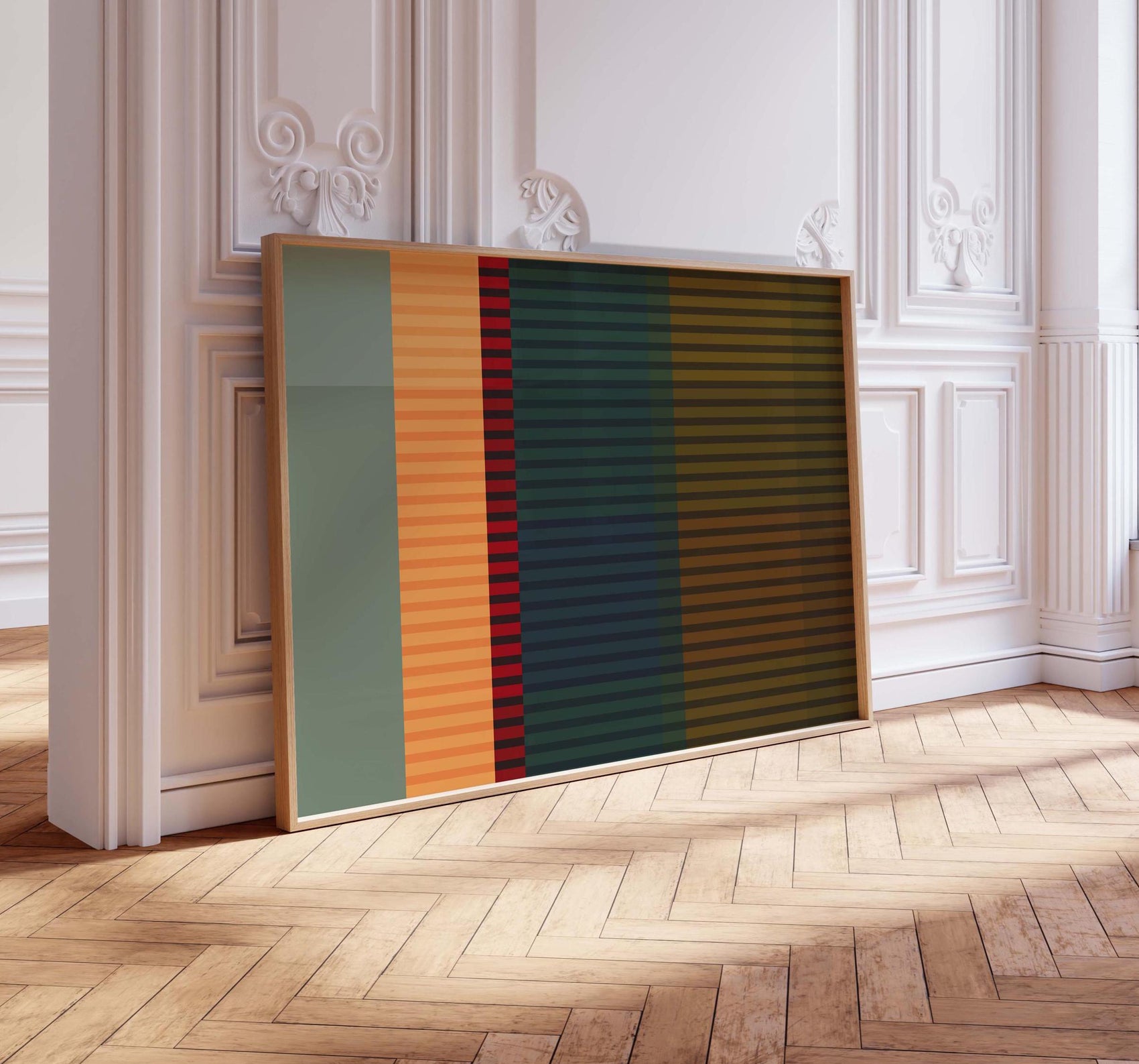 Modern Striped Abstract Print - Bold Color Block Wall Art