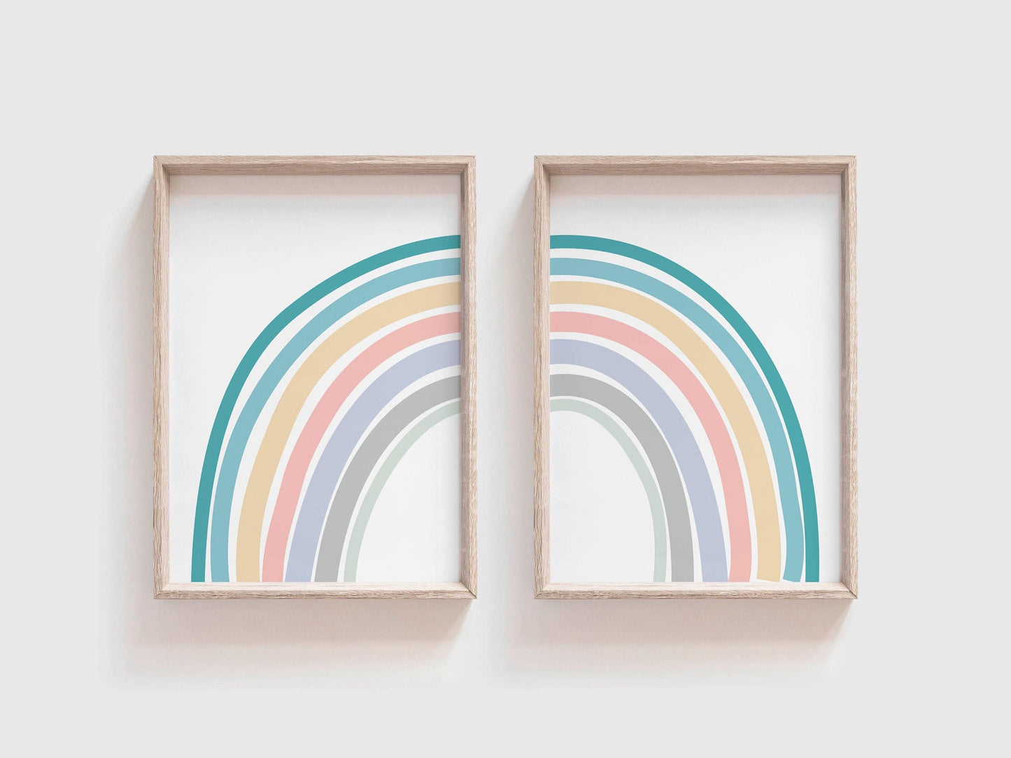 Set of 2 Colorful Boho Rainbow Art Prints for Kids