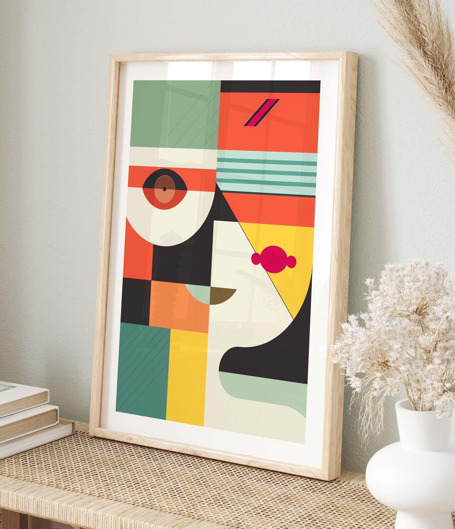 Modern Colorful Abstract Face Art Print