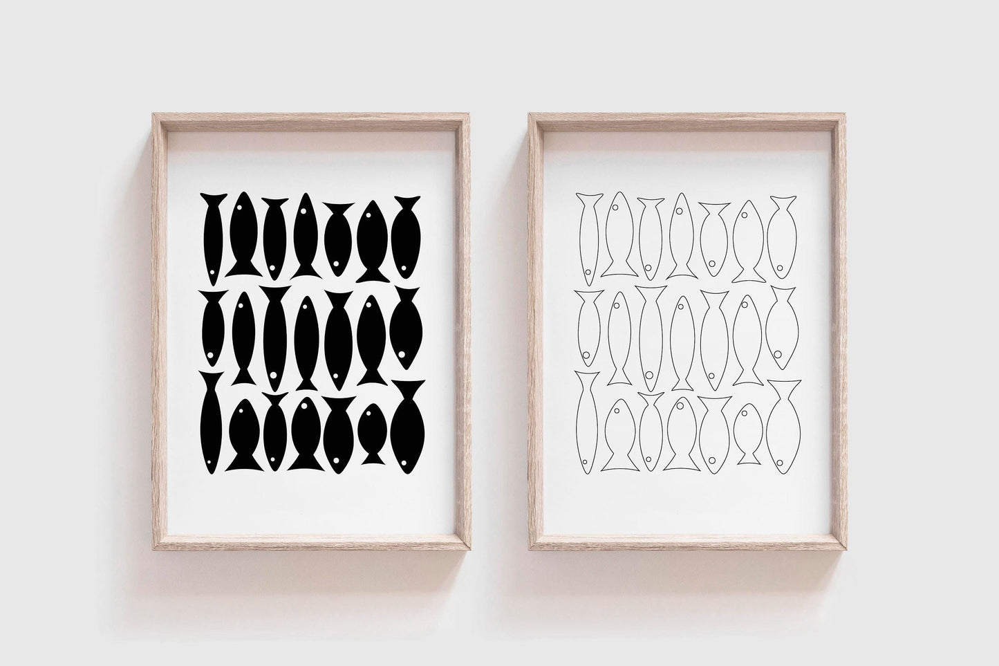 Set of 2 Abstract Fish Wall Art Prints