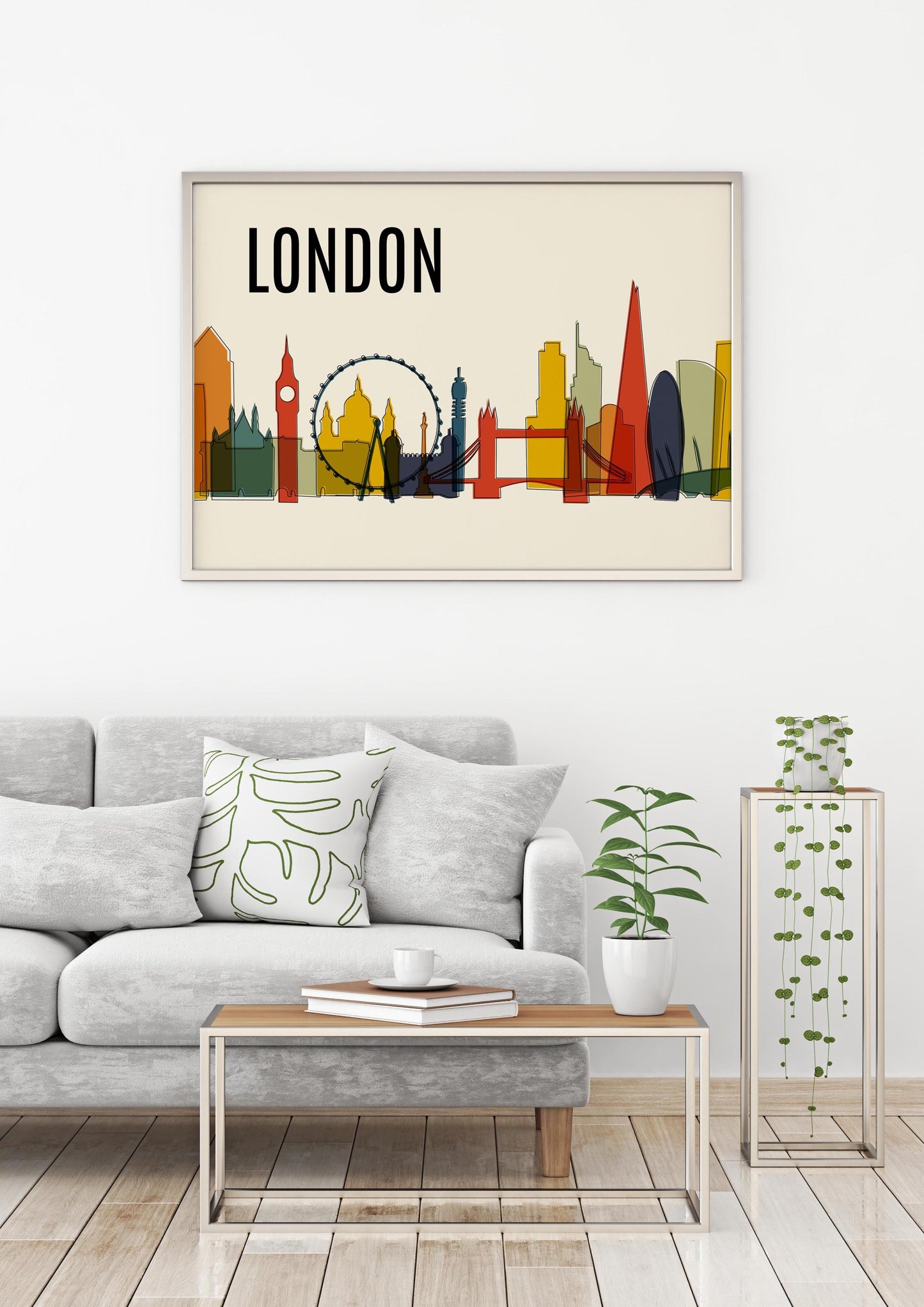 Colorful LONDON Skyline Mid Century Modern Print