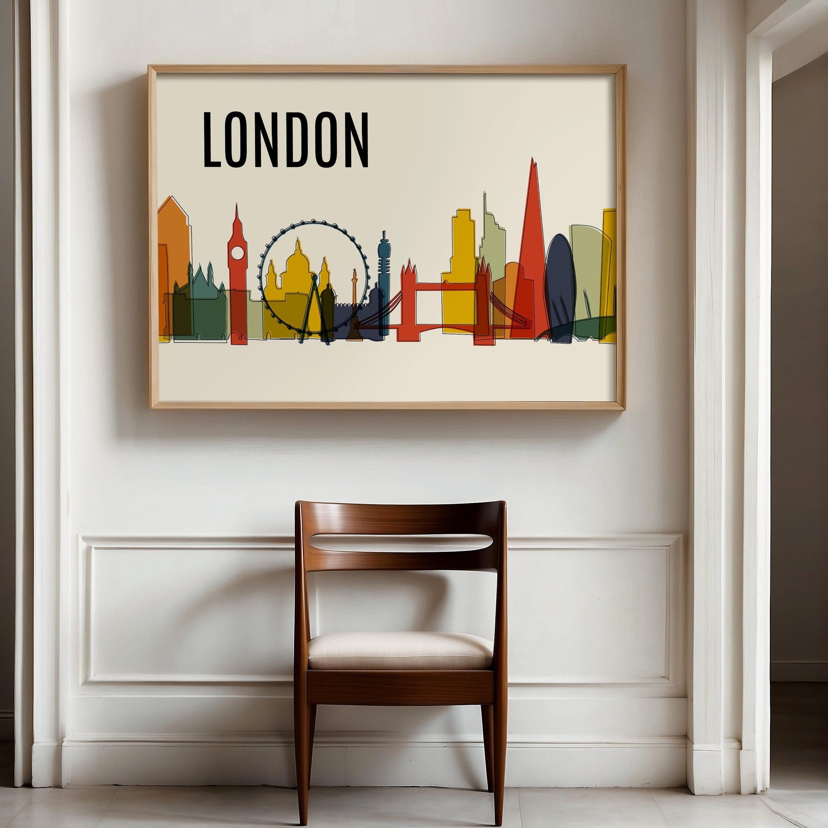 Colorful LONDON Skyline Mid Century Modern Print